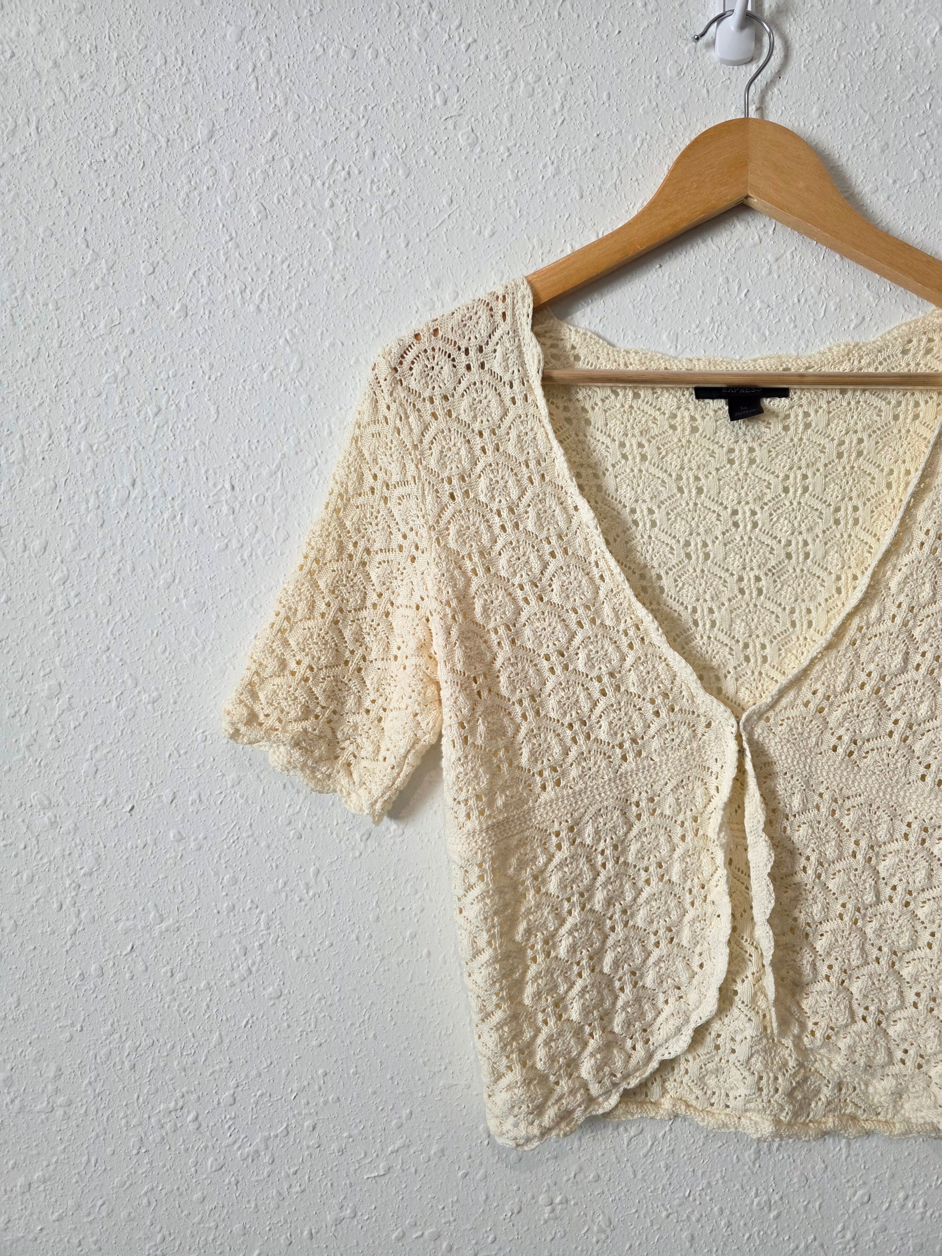 Vintage Crochet Knit Cotton Top (M)