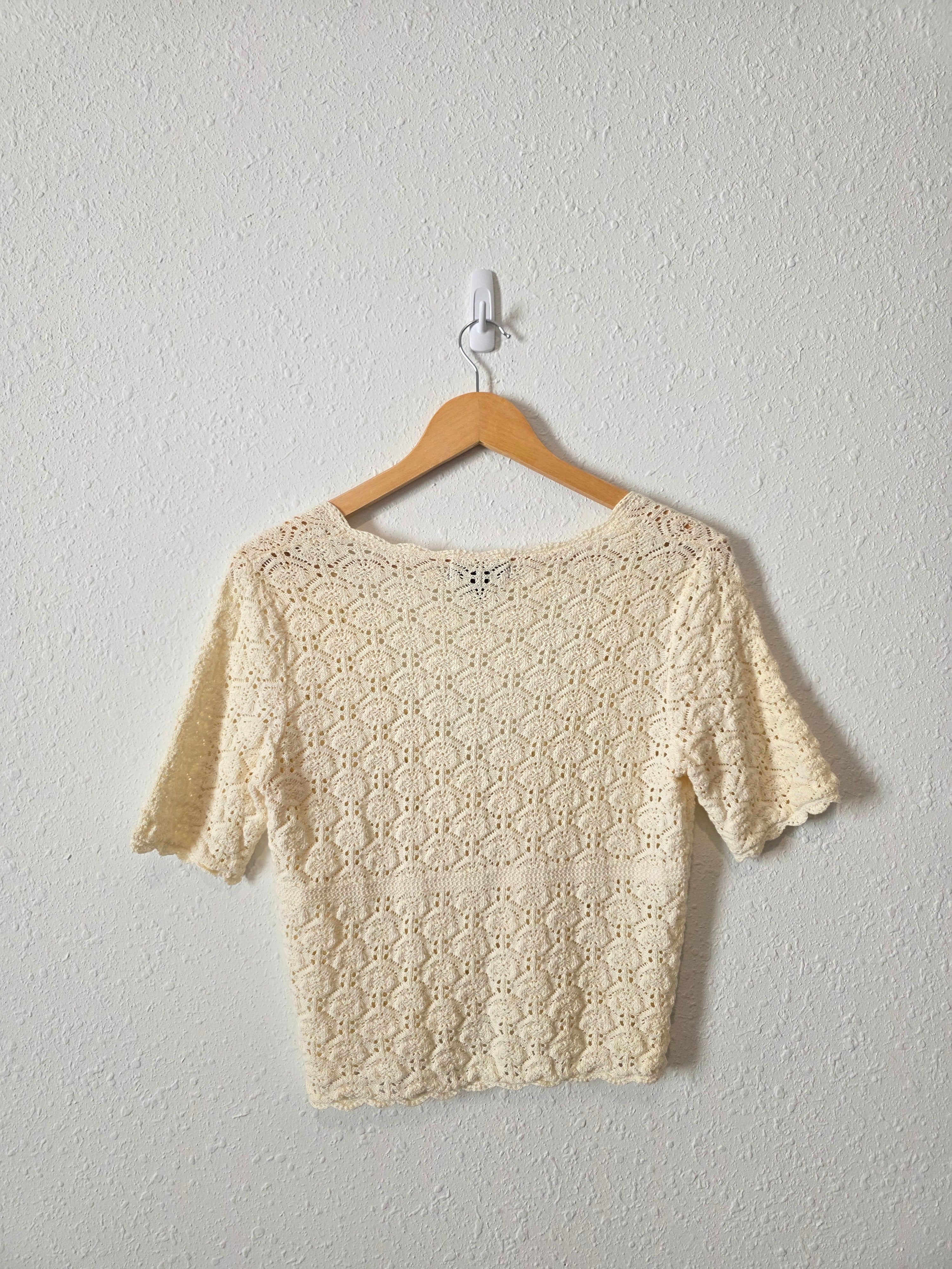 Vintage Crochet Knit Cotton Top (M)