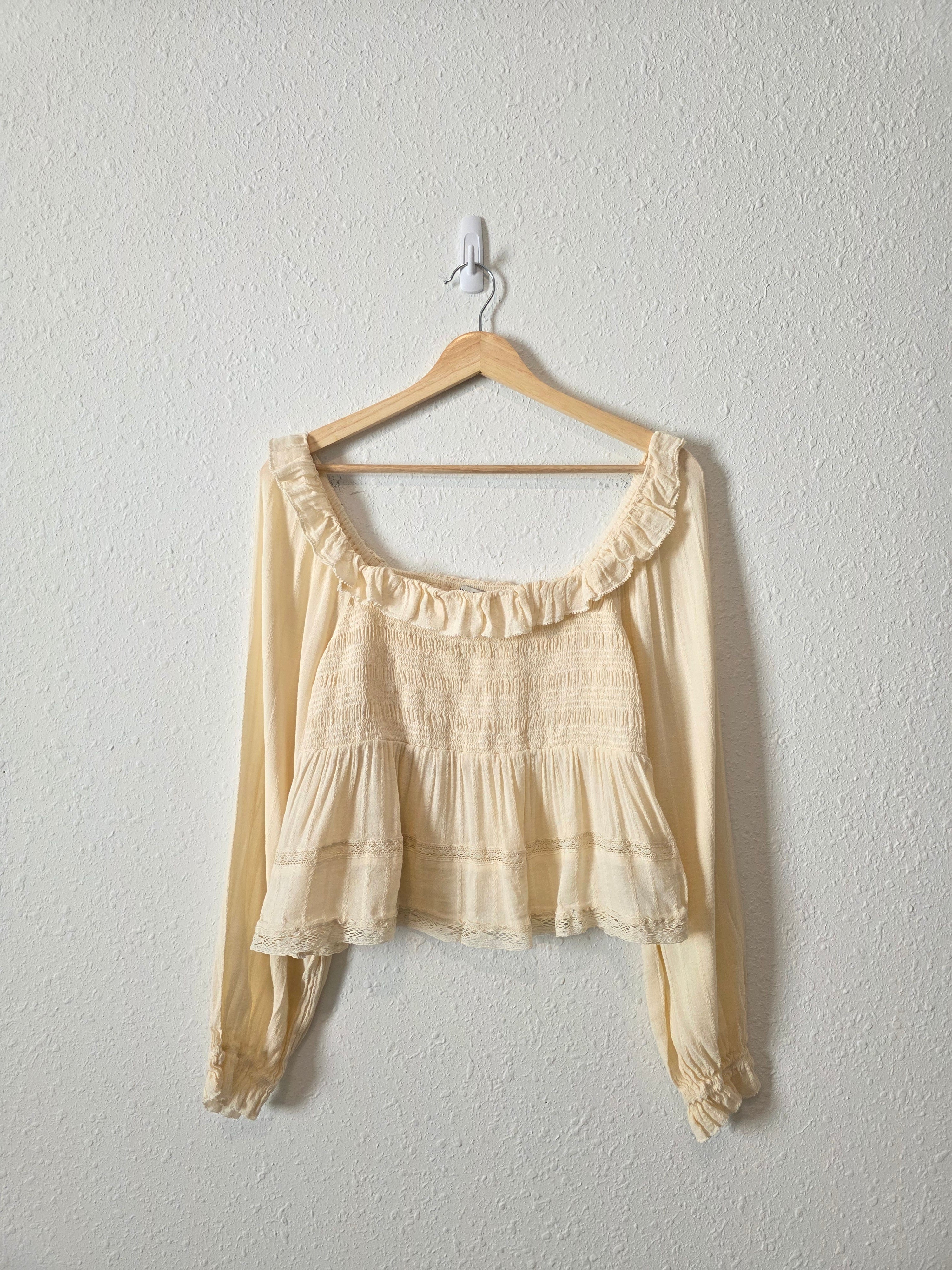 Cream Smocked Babydoll Top (L)