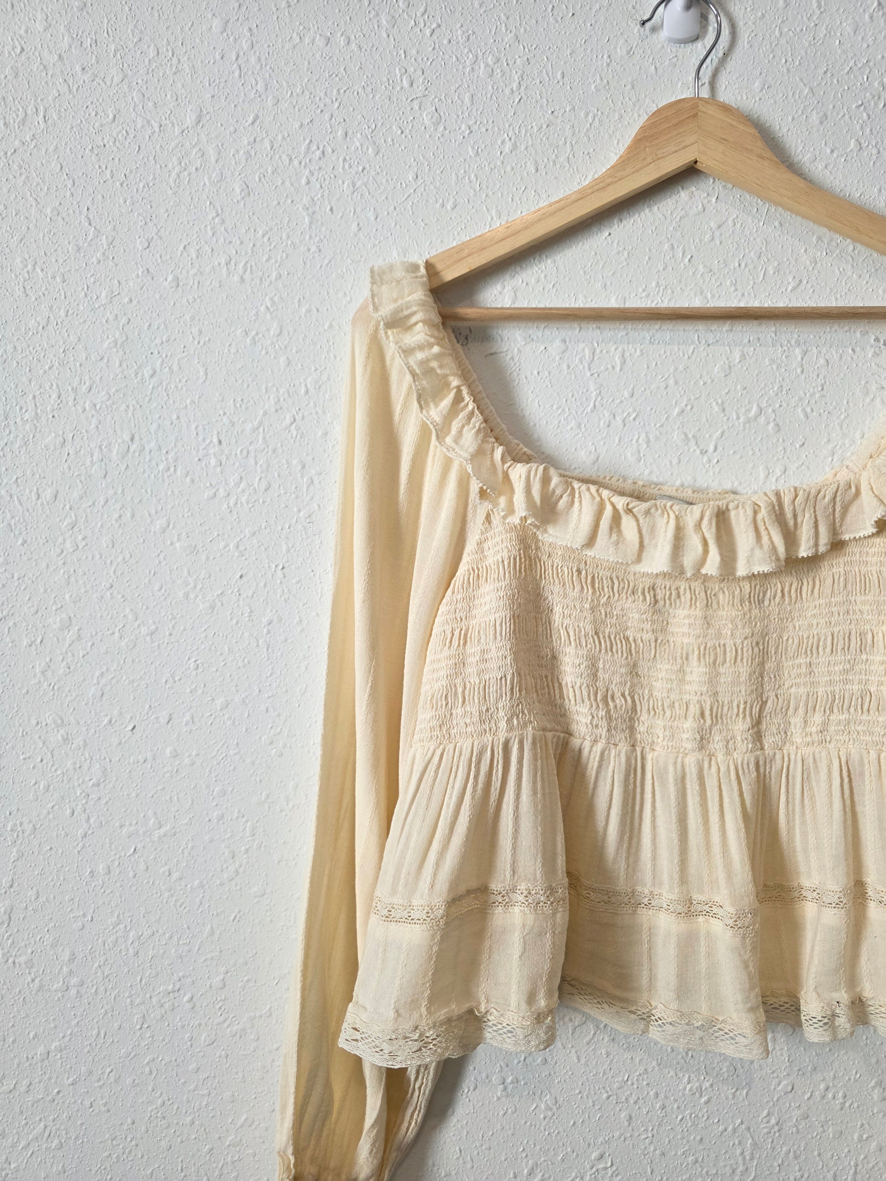 Cream Smocked Babydoll Top (L)