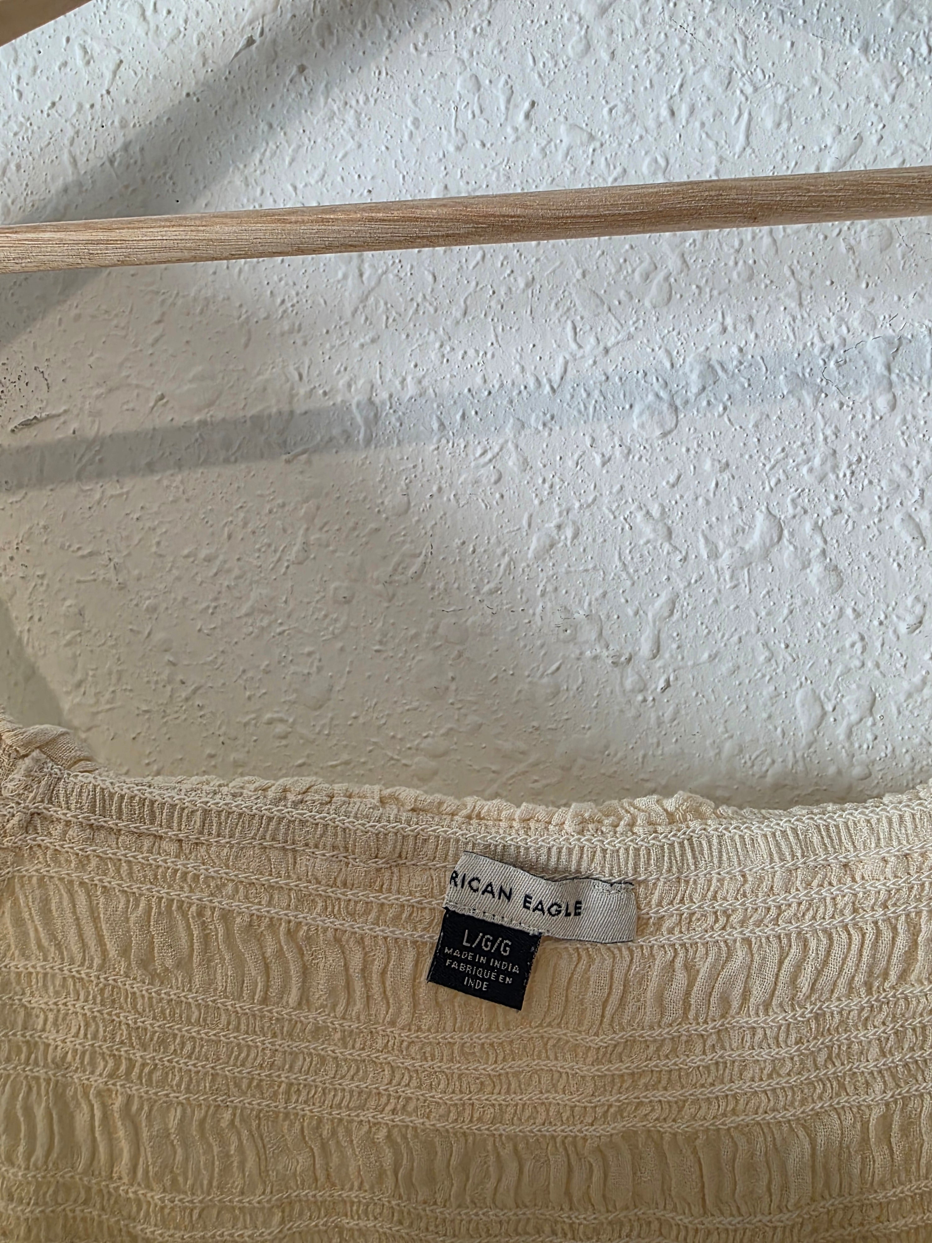 Cream Smocked Babydoll Top (L)