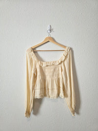 Cream Smocked Babydoll Top (L)
