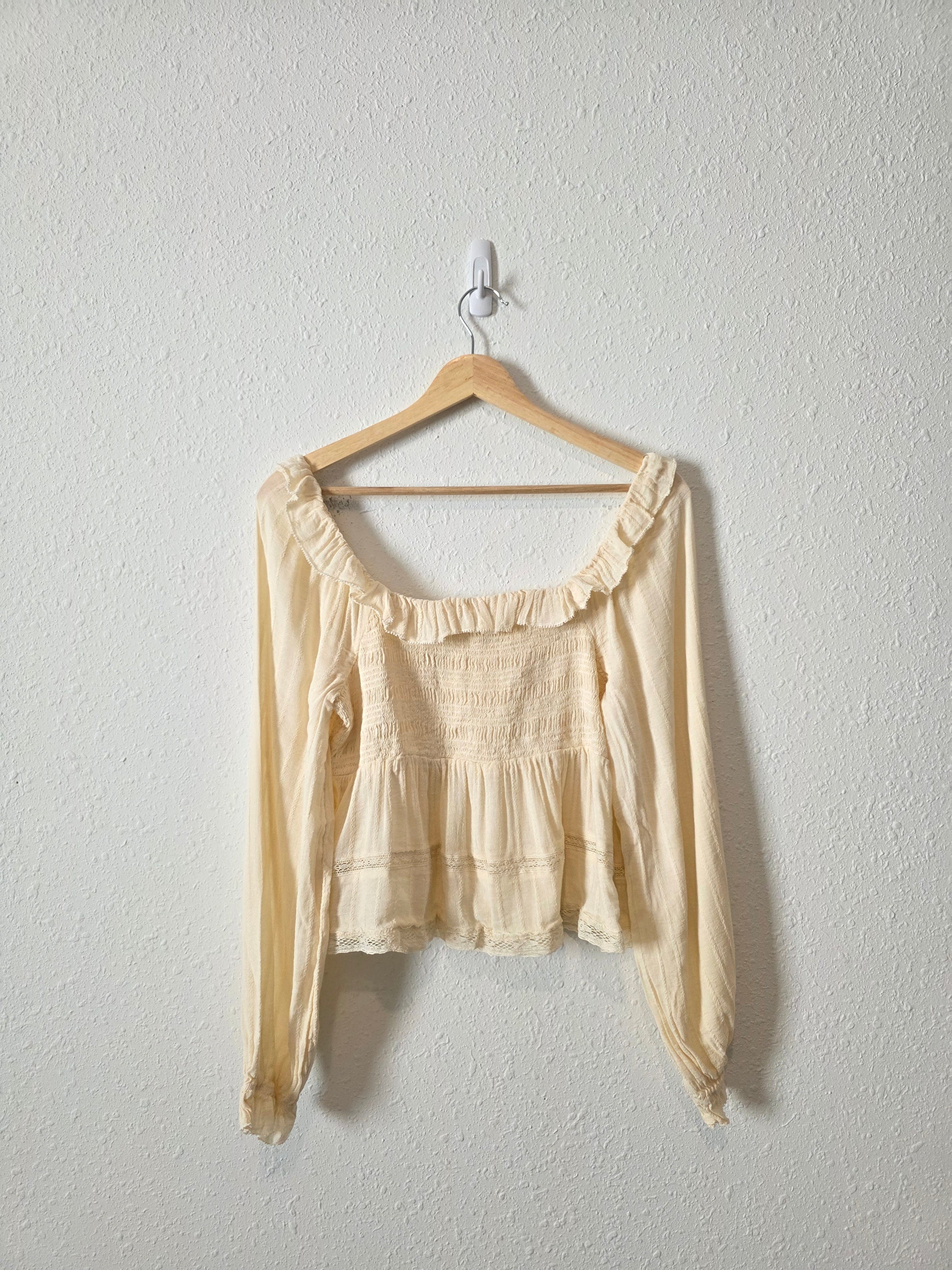 Cream Smocked Babydoll Top (L)