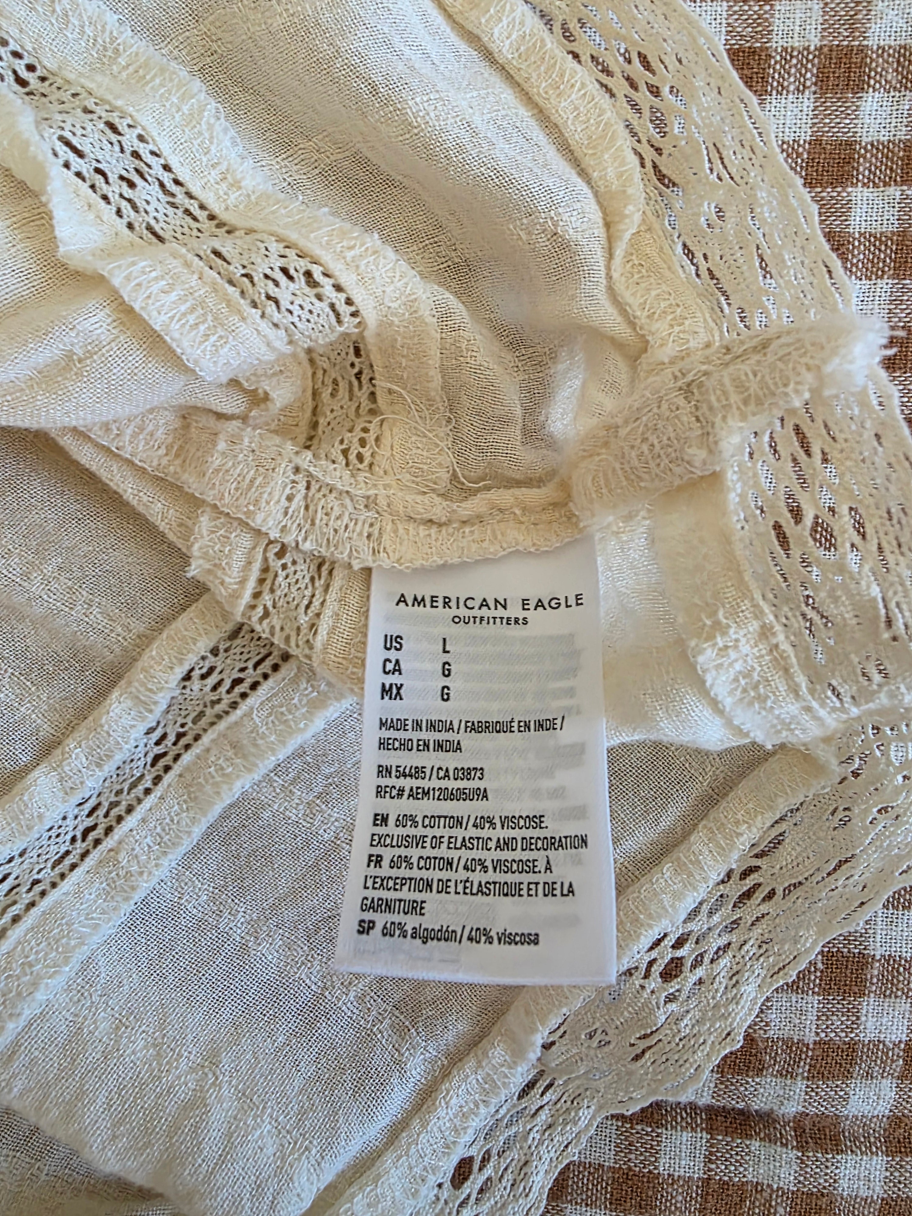 Cream Smocked Babydoll Top (L)