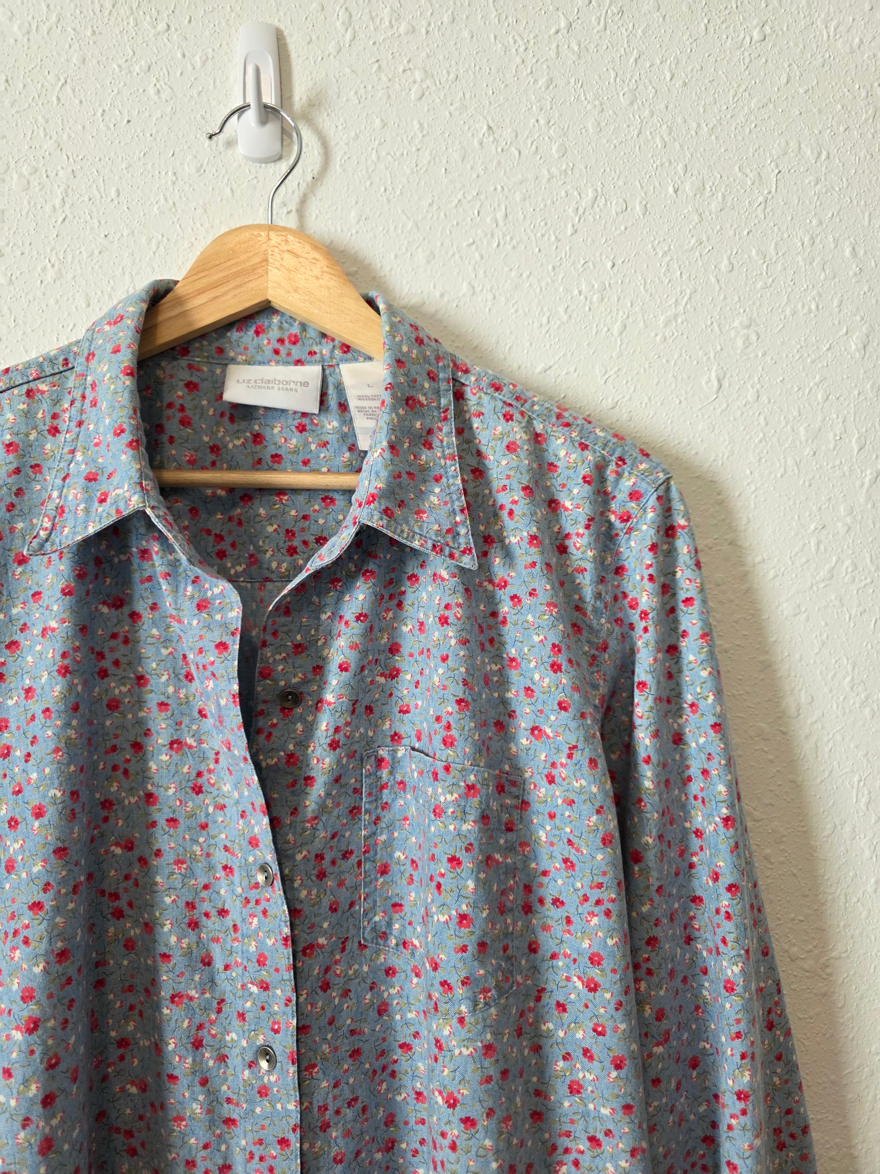 Vintage Floral Cotton Button Up (L)