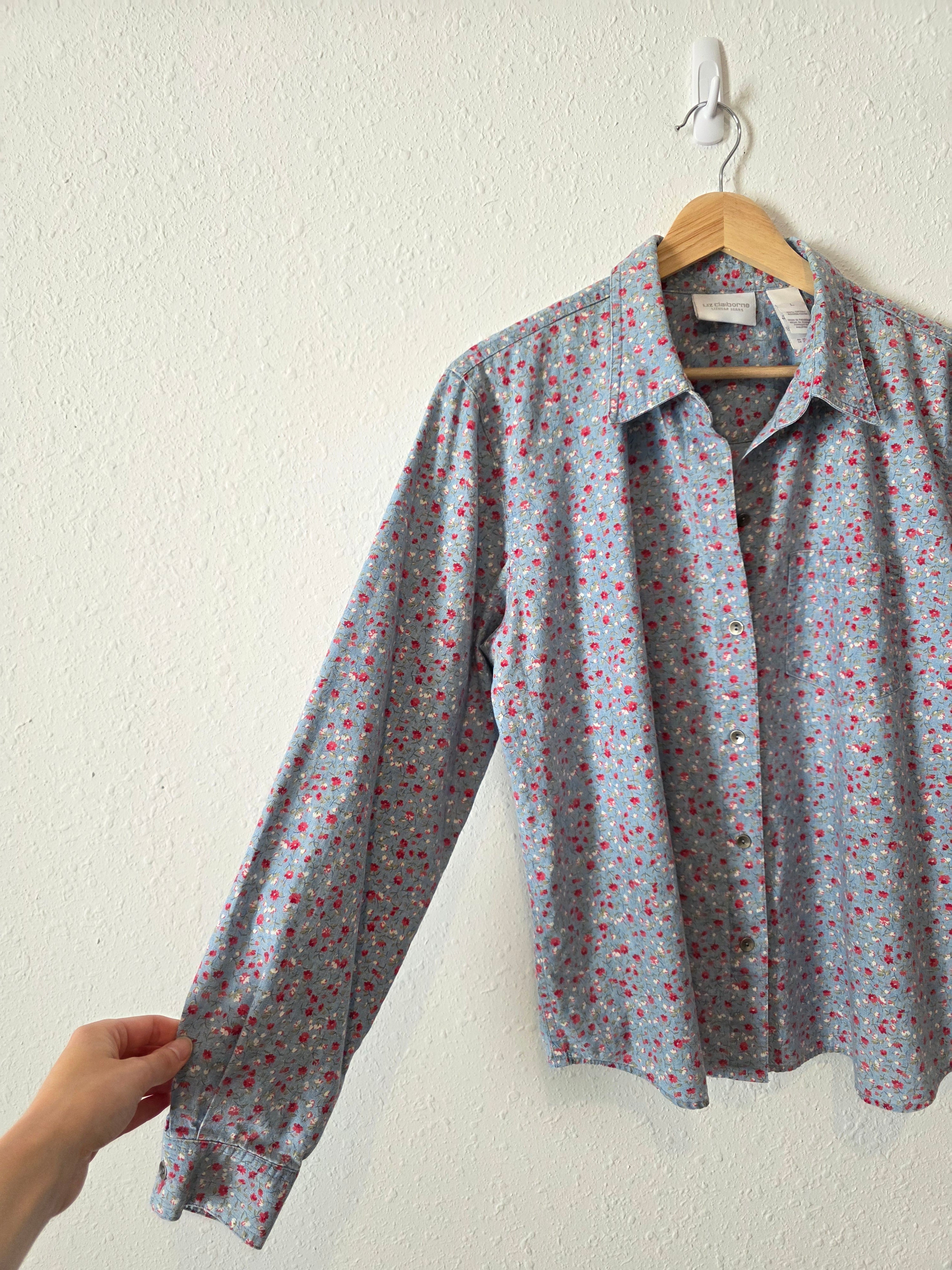 Vintage Floral Cotton Button Up (L)