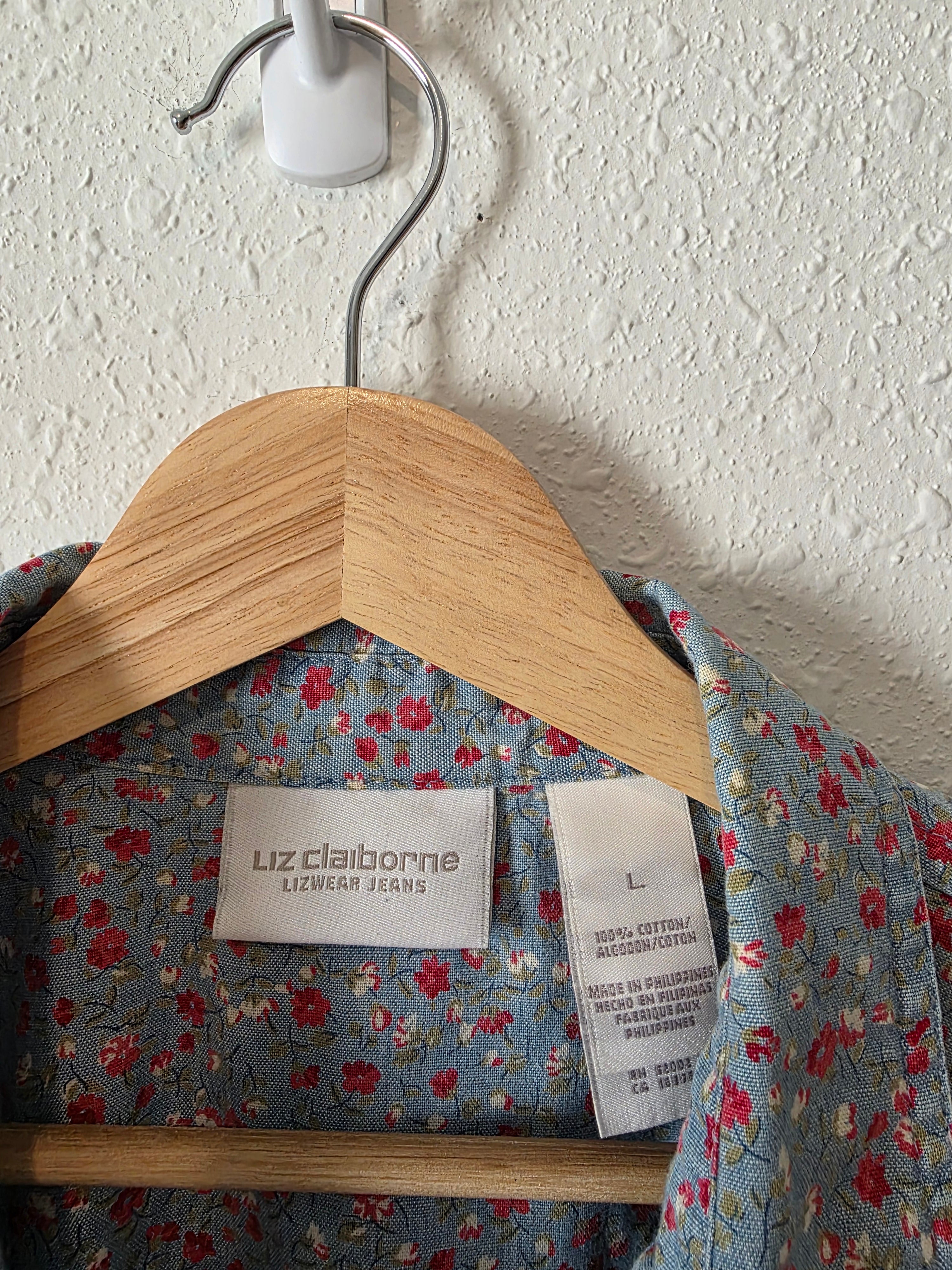 Vintage Floral Cotton Button Up (L)