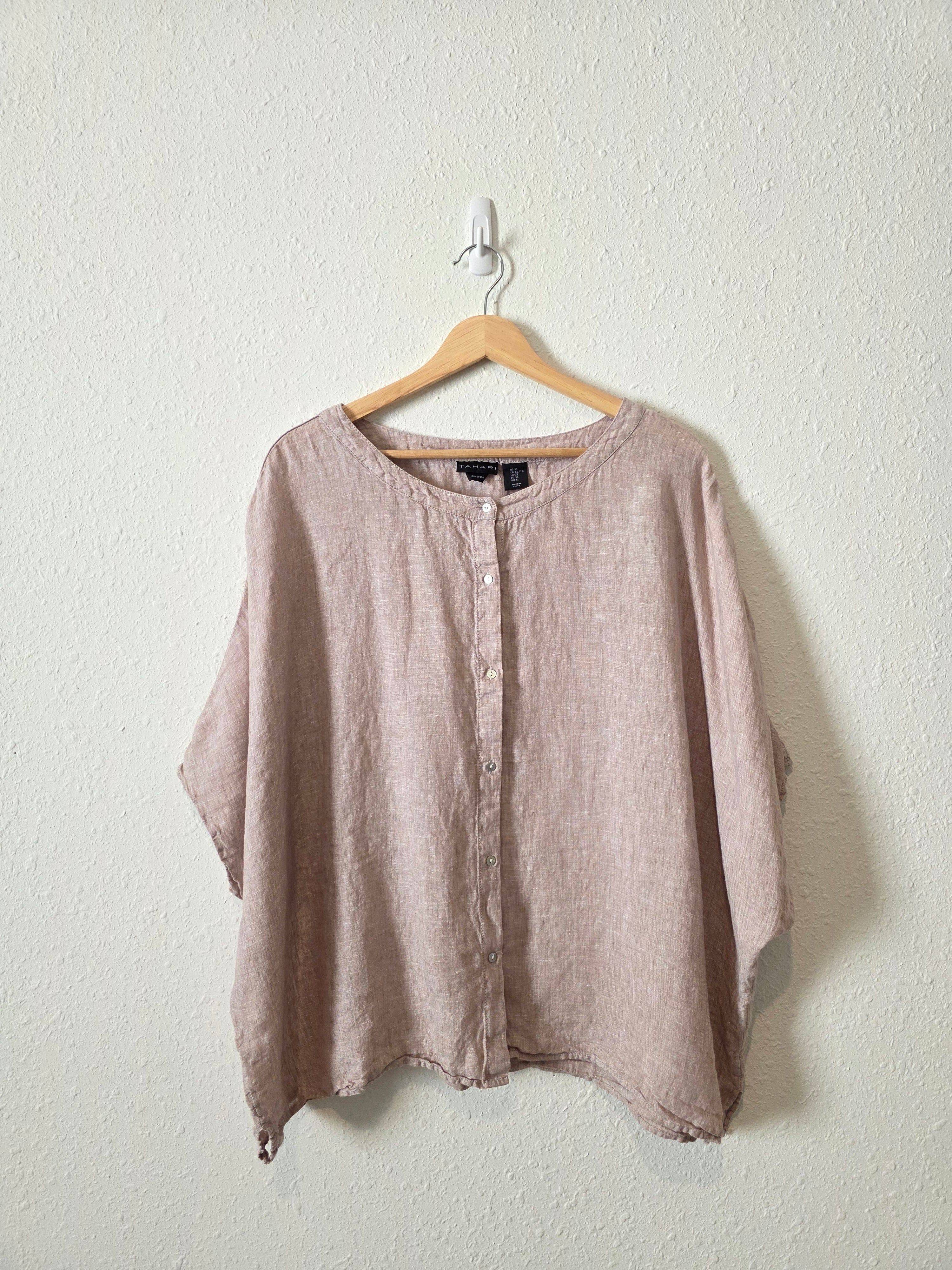 Linen Oversized Button Up Top (XL)