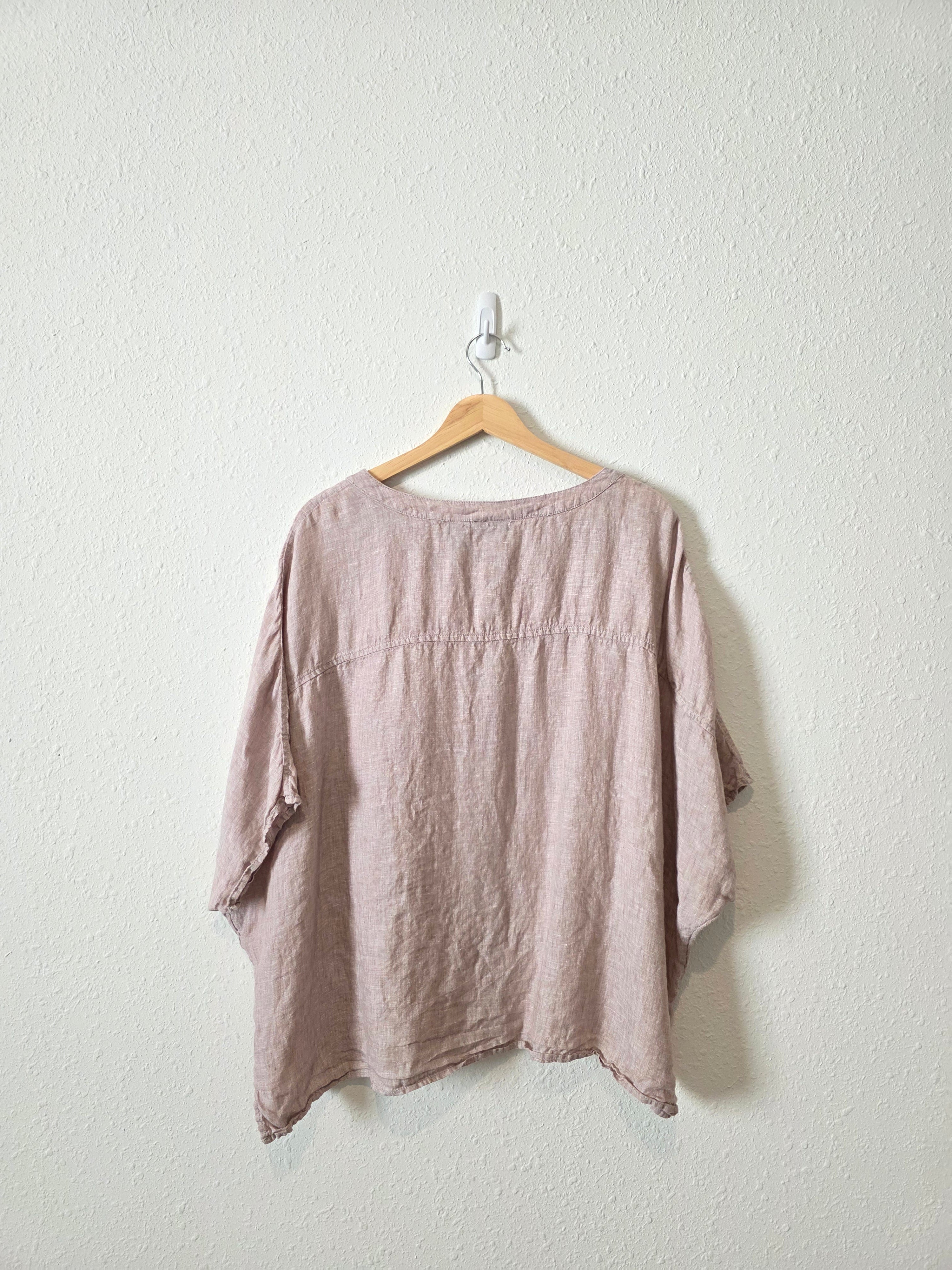 Linen Oversized Button Up Top (XL)