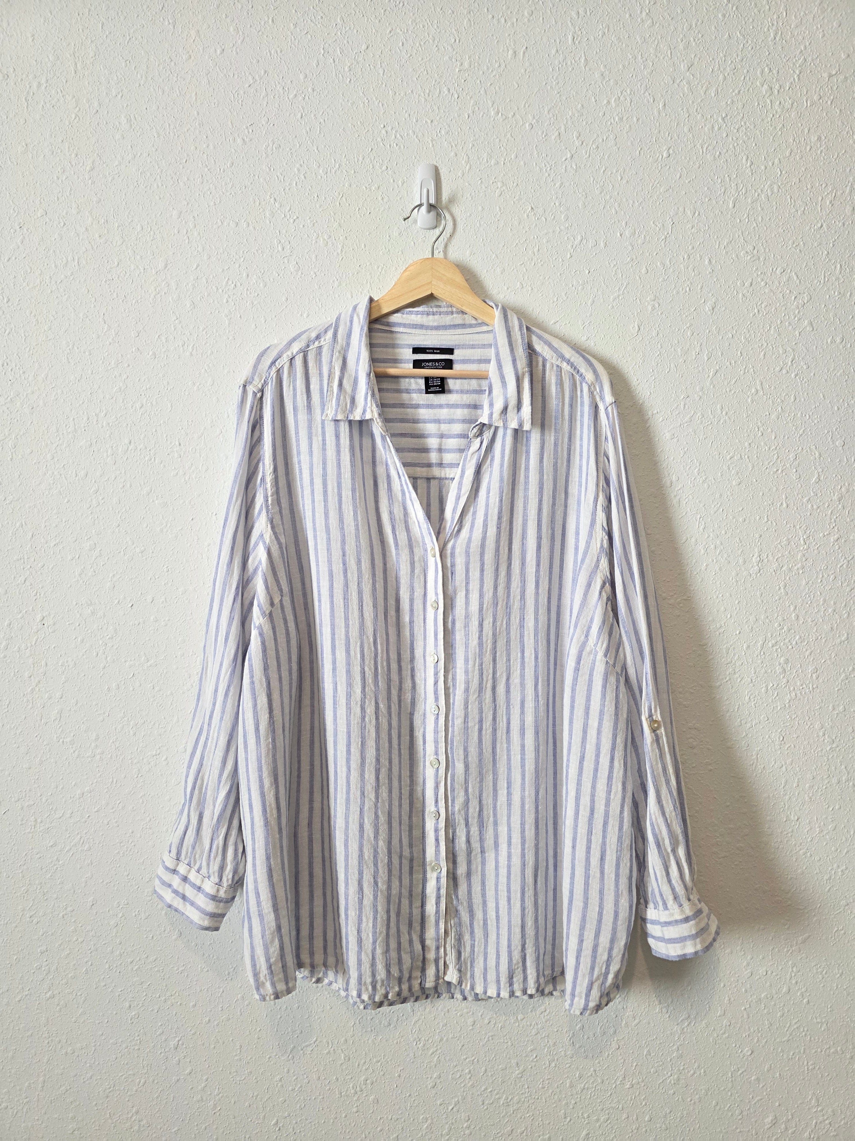 Striped Linen Button Up Tunic (3X)