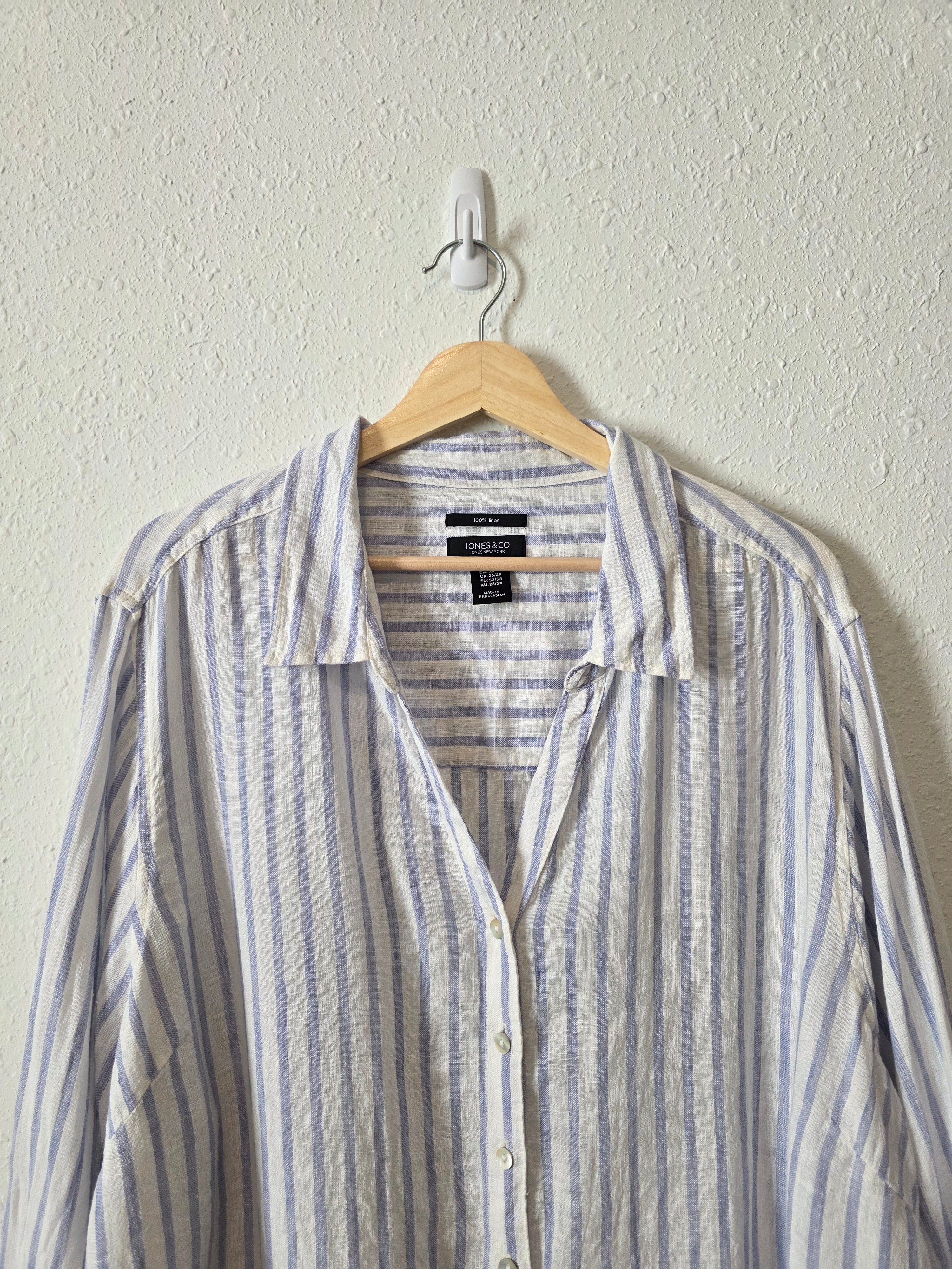 Striped Linen Button Up Tunic (3X)