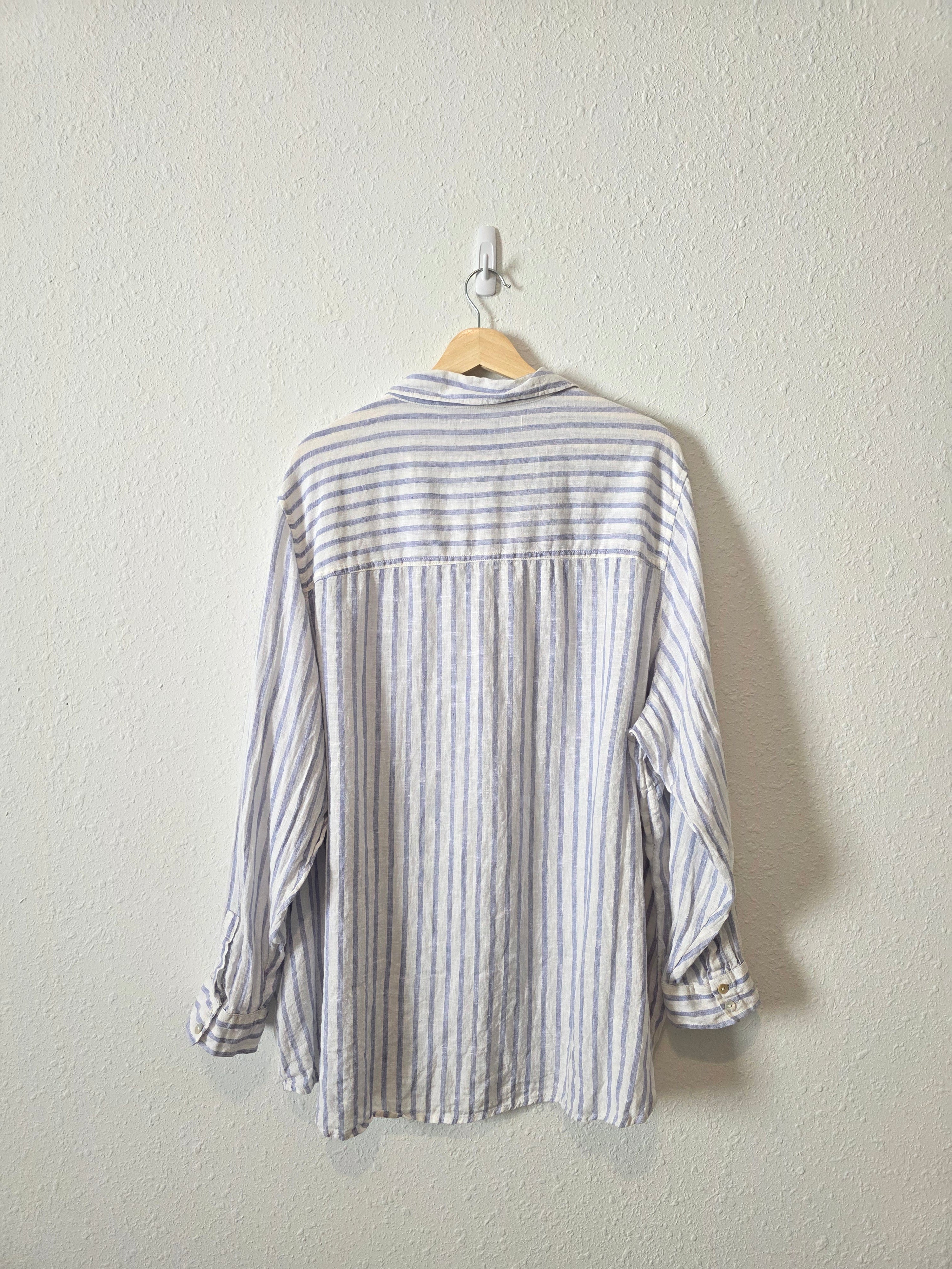 Striped Linen Button Up Tunic (3X)