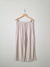 Striped Linen Blend Wide Leg Pants (L)