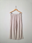 Striped Linen Blend Wide Leg Pants (L)