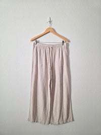 Striped Linen Blend Wide Leg Pants (L)