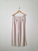 Striped Linen Blend Wide Leg Pants (L)