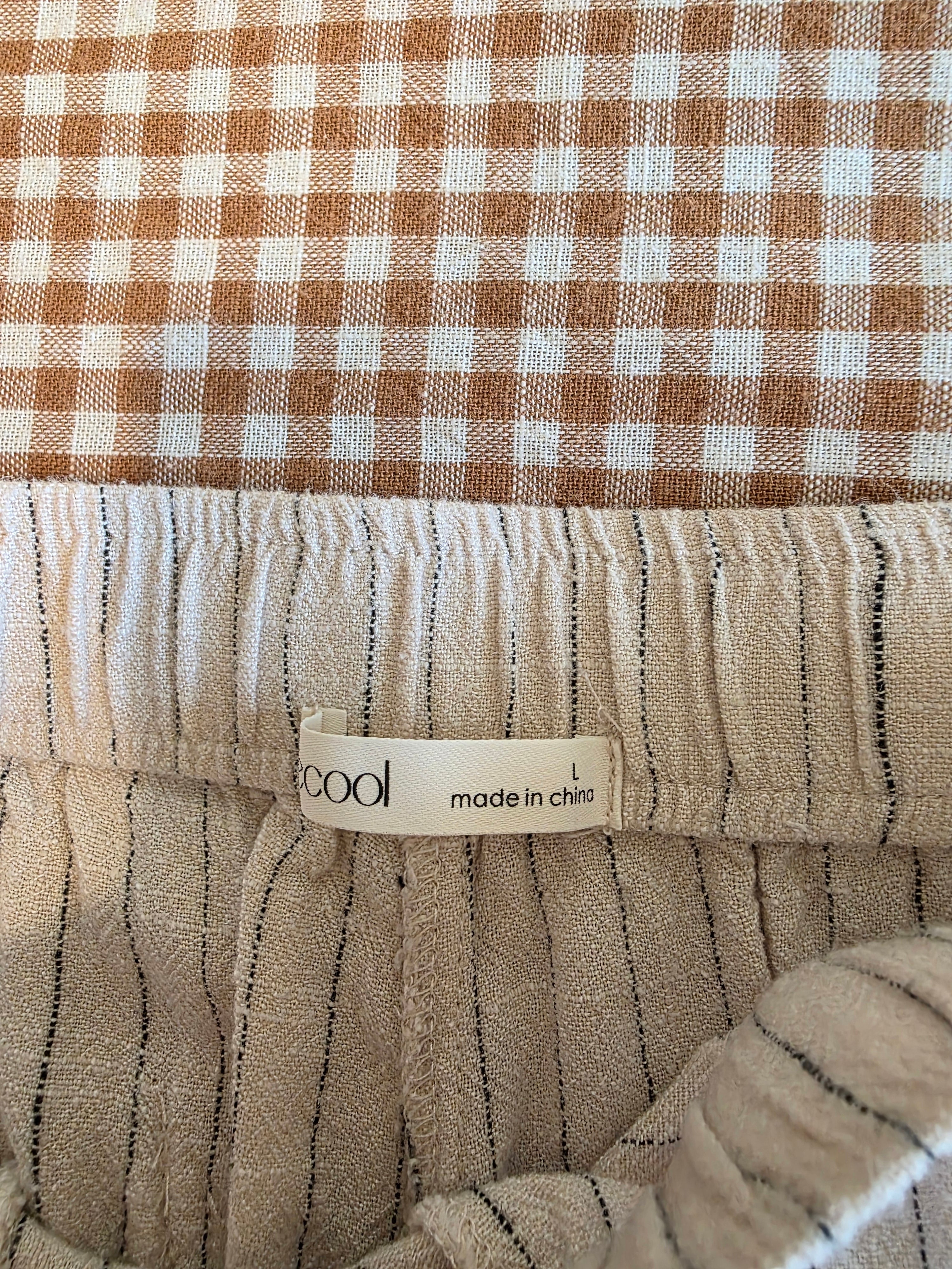 Striped Linen Blend Wide Leg Pants (L)