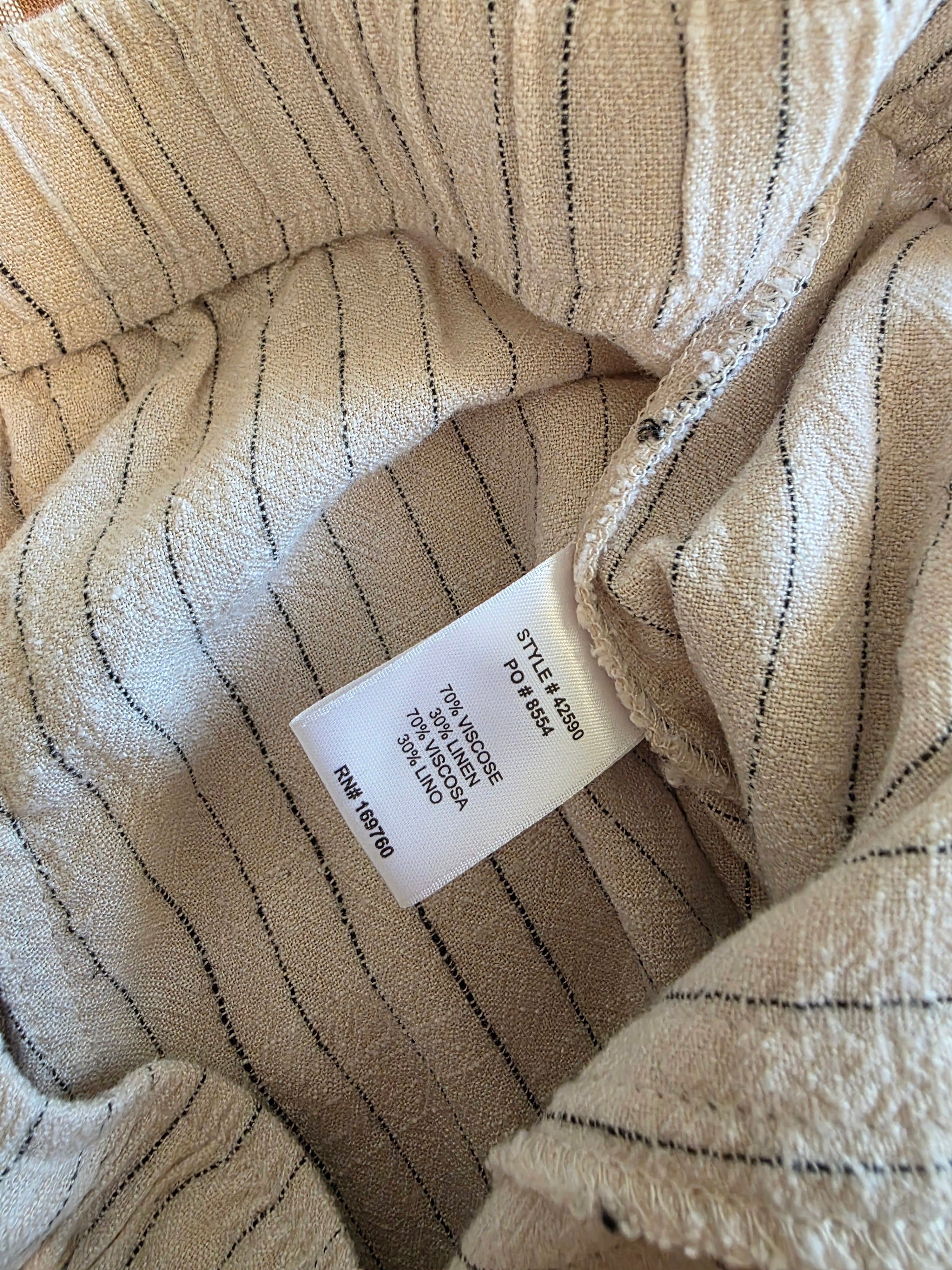 Striped Linen Blend Wide Leg Pants (L)