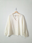 NEW Linen Cotton Puff Sleeve Blouse (XL)