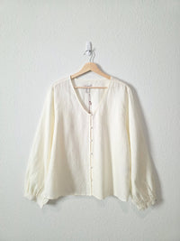 NEW Linen Cotton Puff Sleeve Blouse (XL)