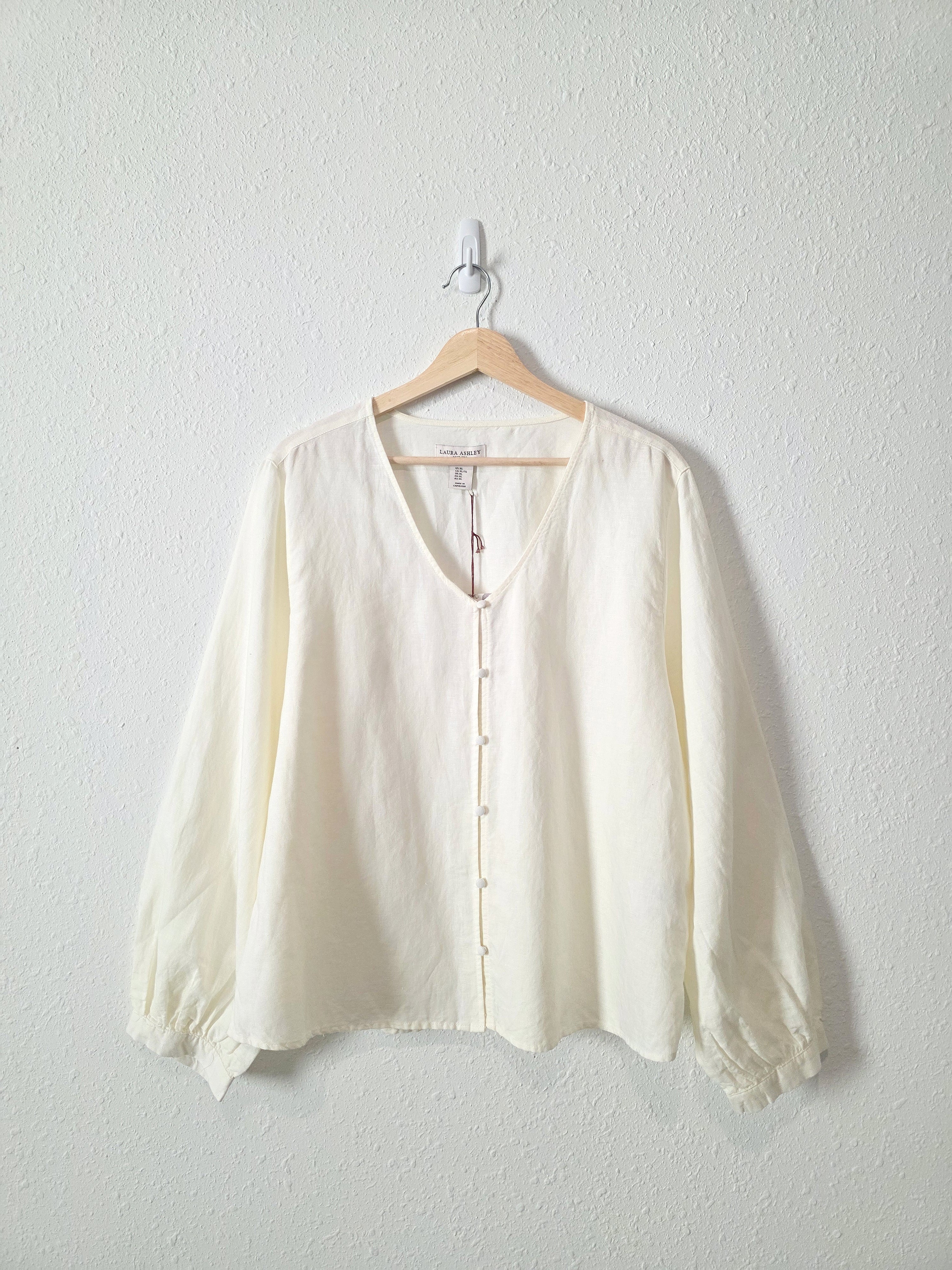 NEW Linen Cotton Puff Sleeve Blouse (XL)