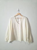 NEW Linen Cotton Puff Sleeve Blouse (XL)