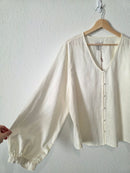 NEW Linen Cotton Puff Sleeve Blouse (XL)