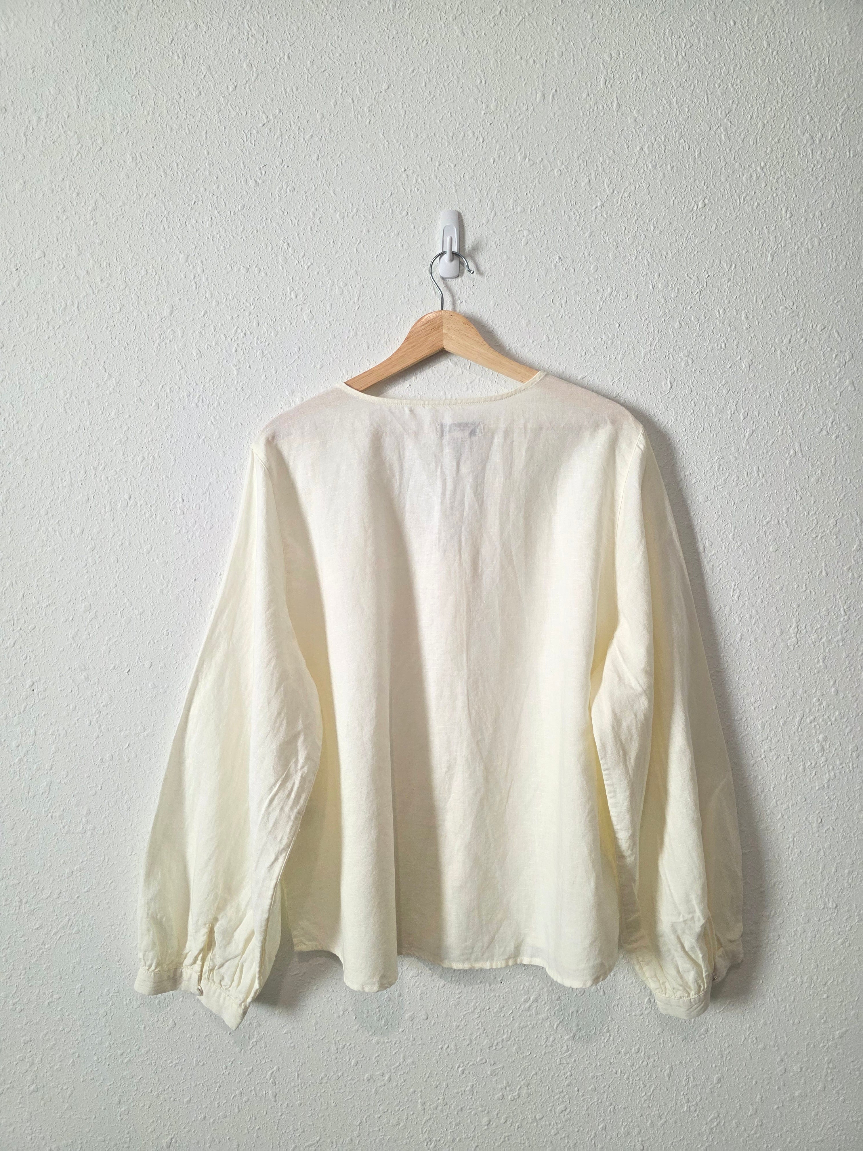 NEW Linen Cotton Puff Sleeve Blouse (XL)