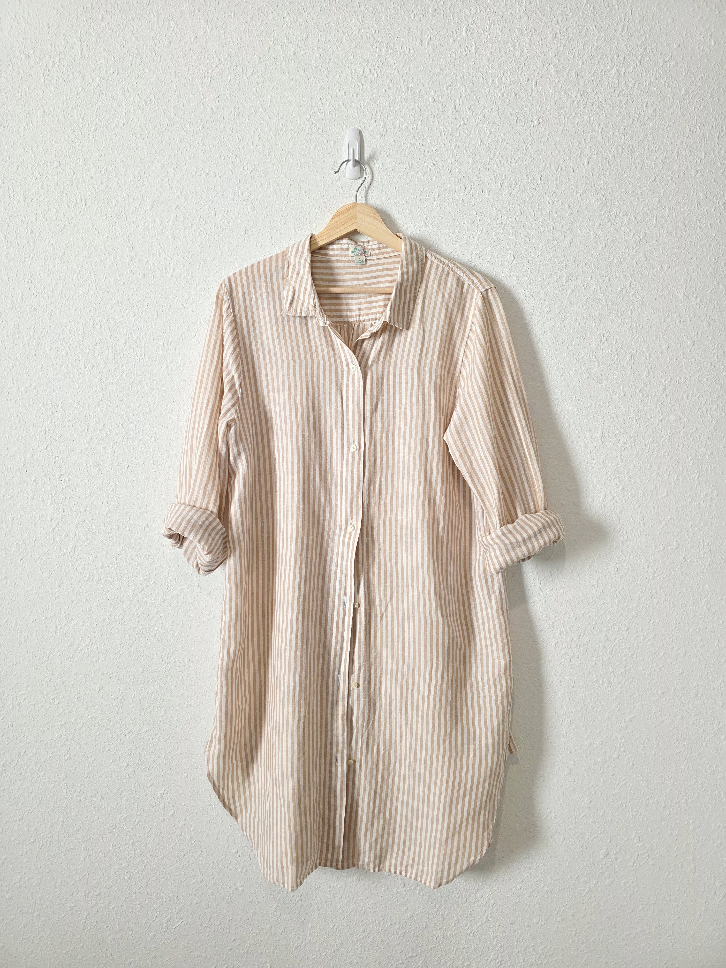 J.Crew Linen Cotton Striped Button Up (L)