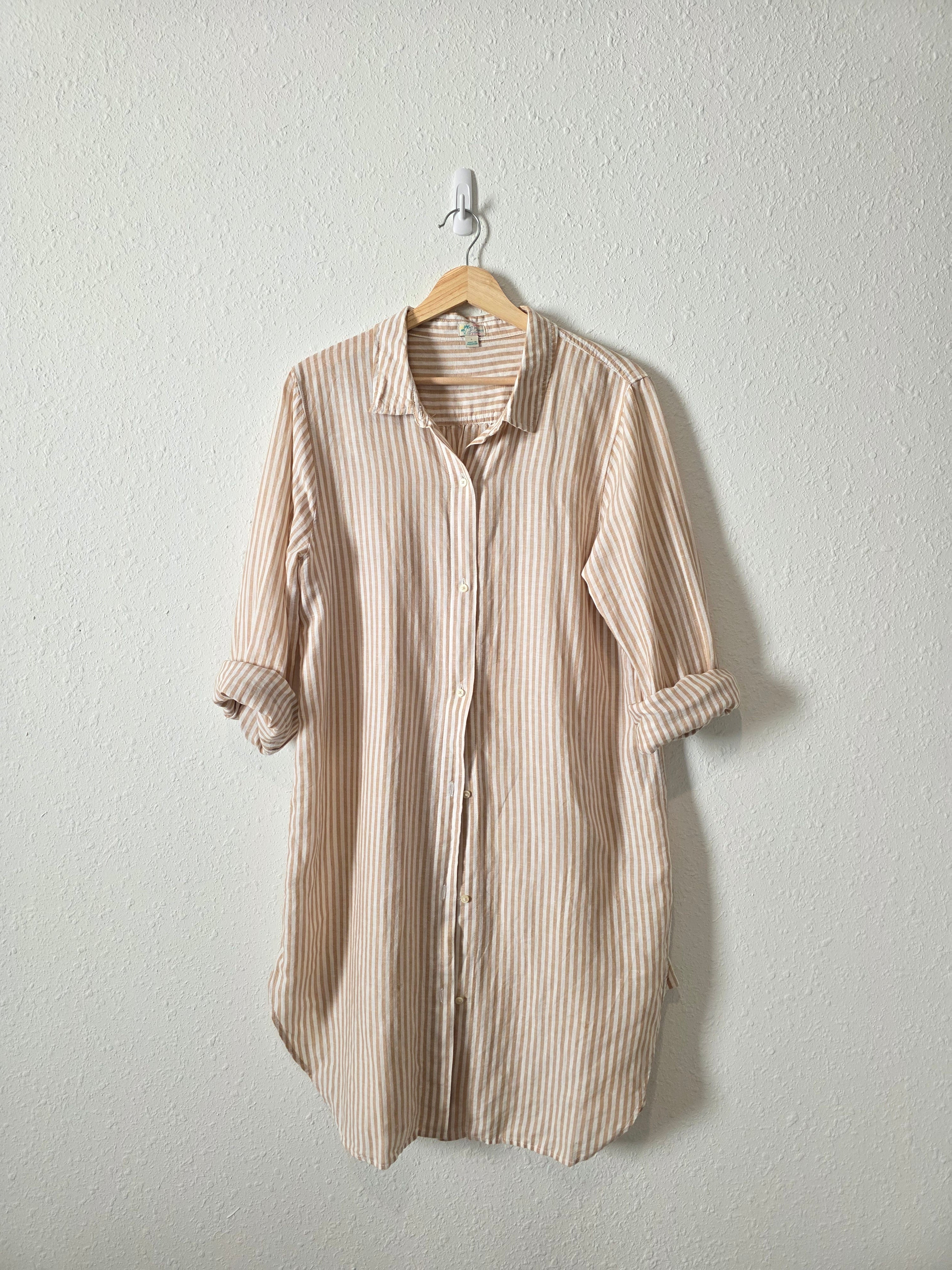 J.Crew Linen Cotton Striped Button Up (L)