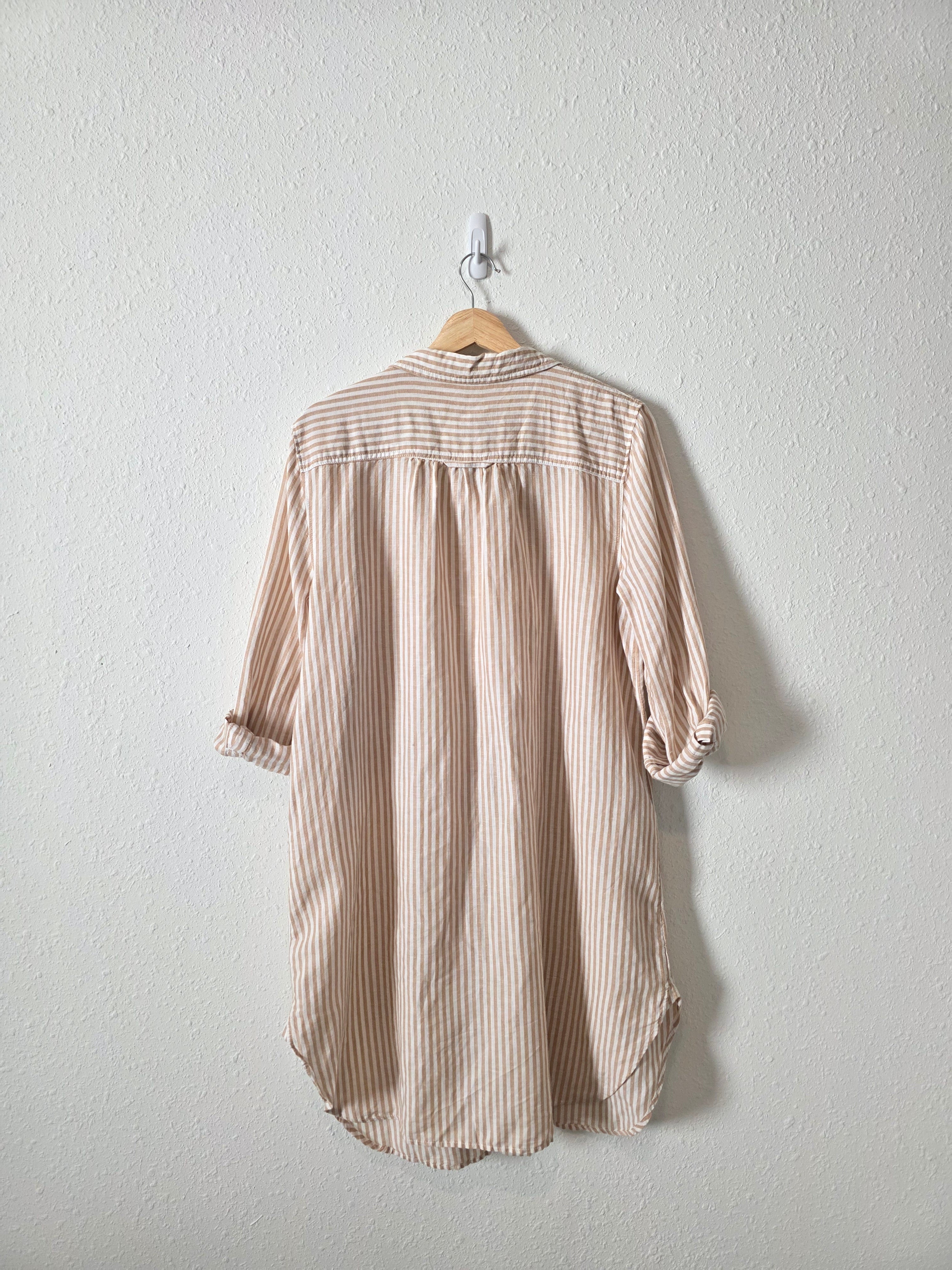 J.Crew Linen Cotton Striped Button Up (L)