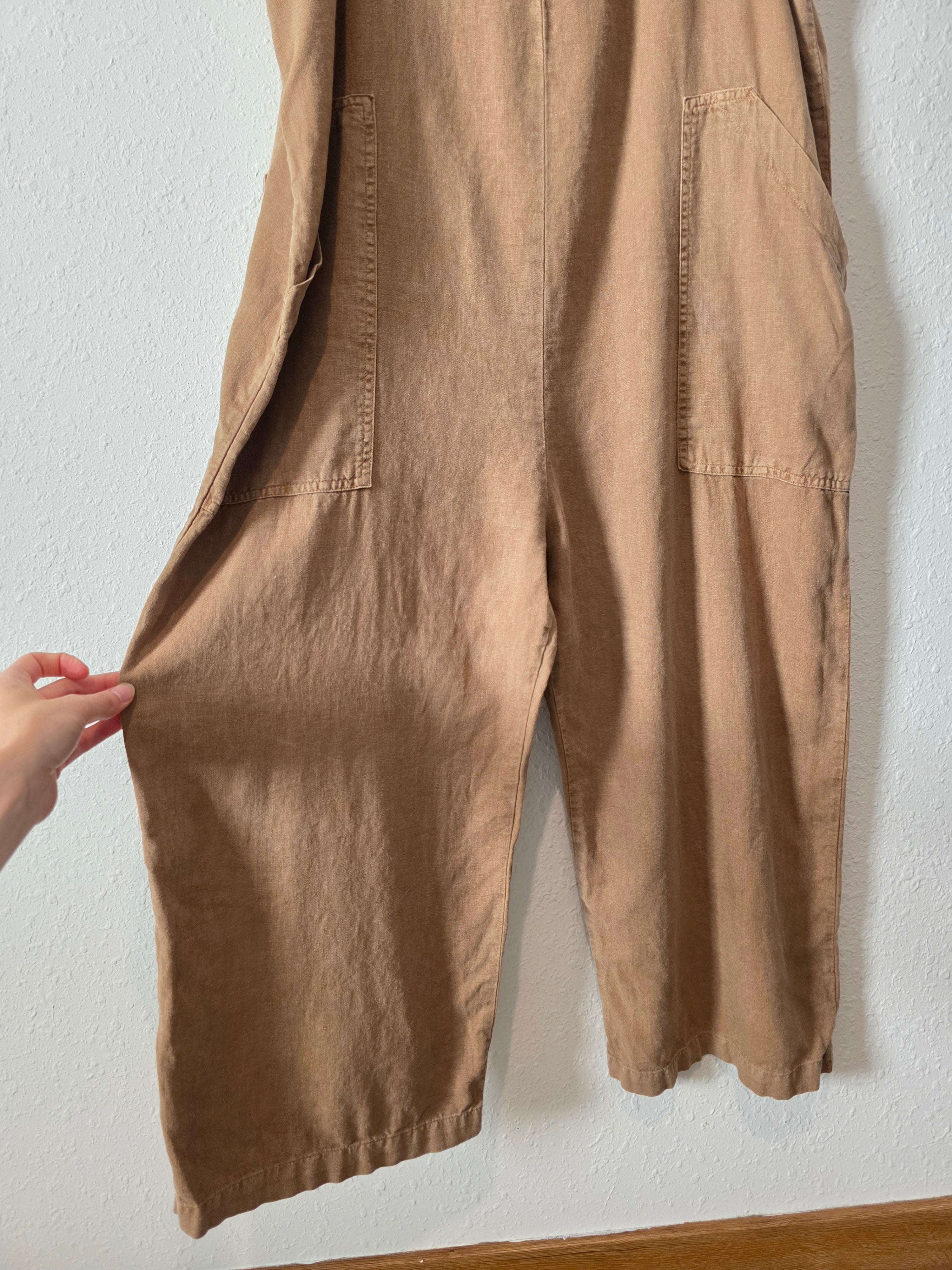 Linen Blend Wide Leg Jumpsuit (L)