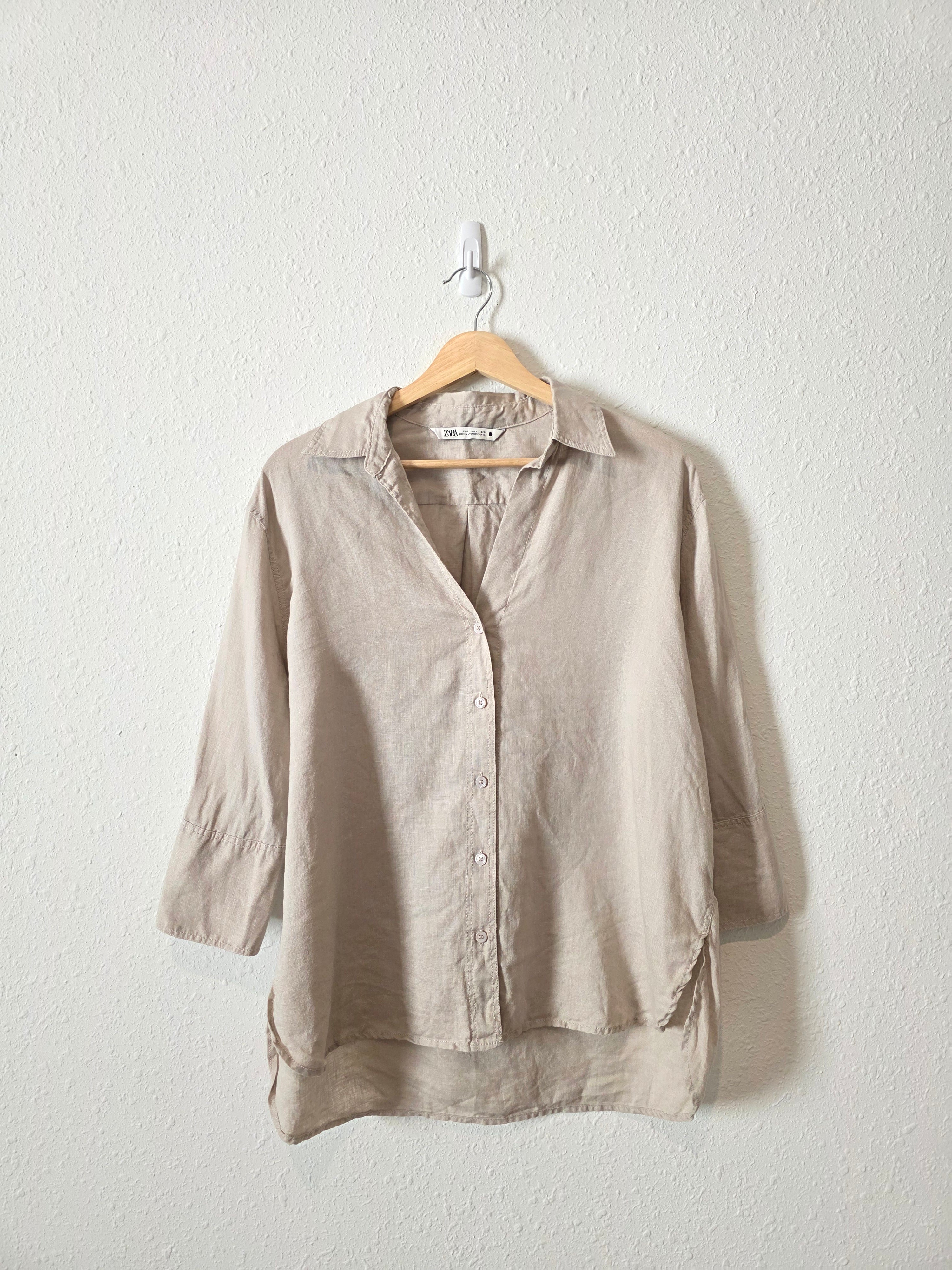 Zara Linen Oversized Button Up (S)