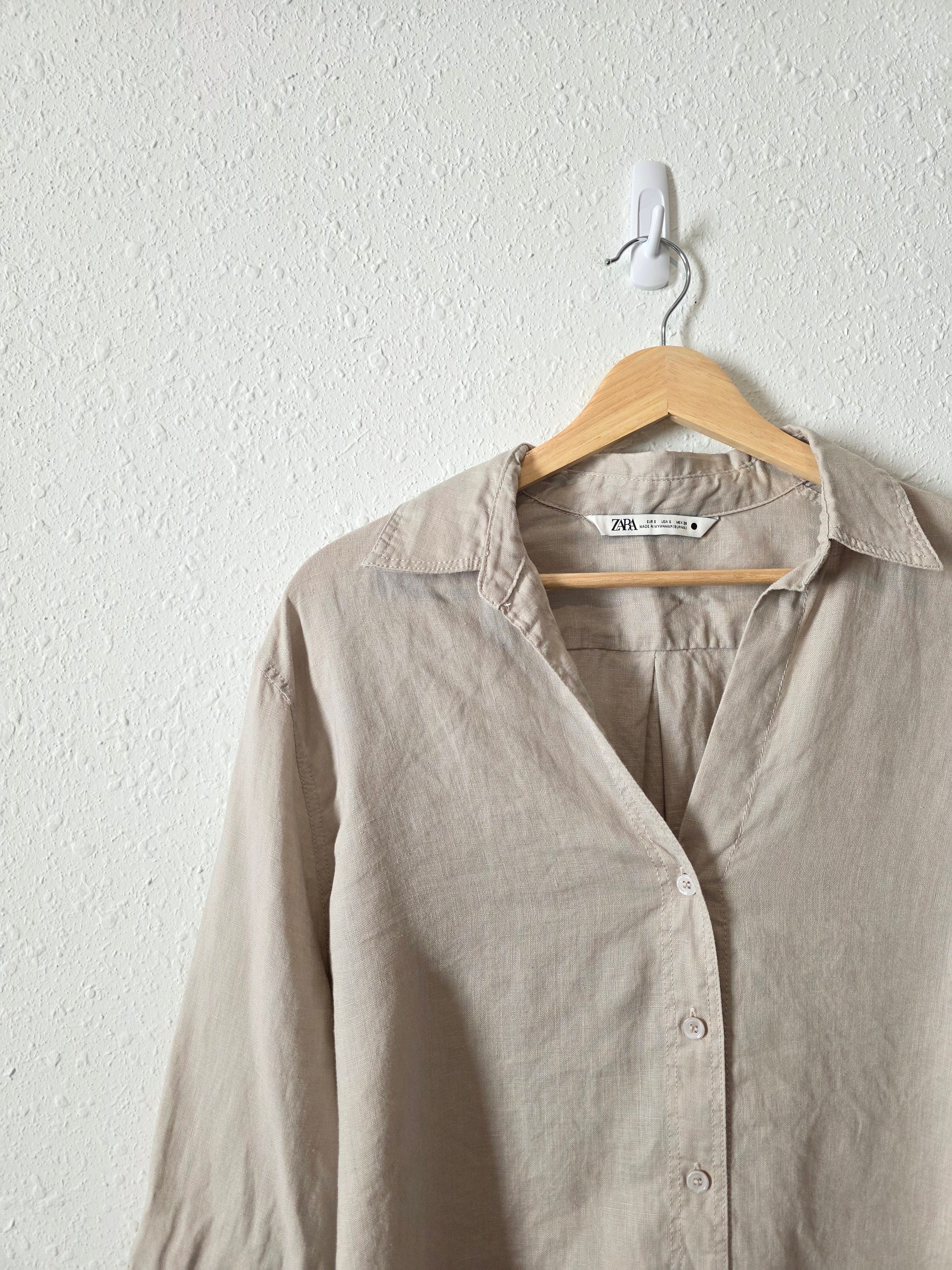 Zara Linen Oversized Button Up (S)
