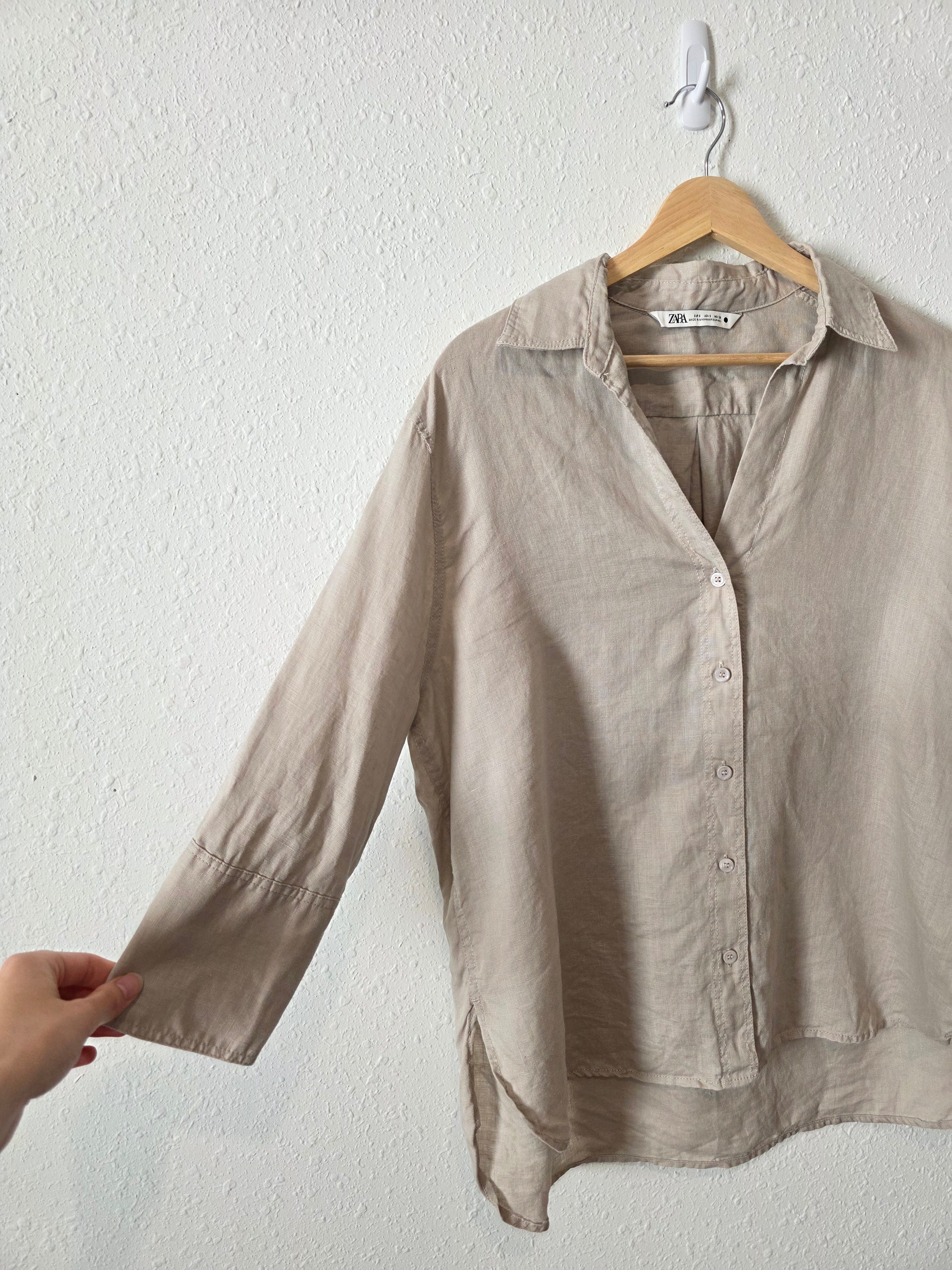 Zara Linen Oversized Button Up (S)
