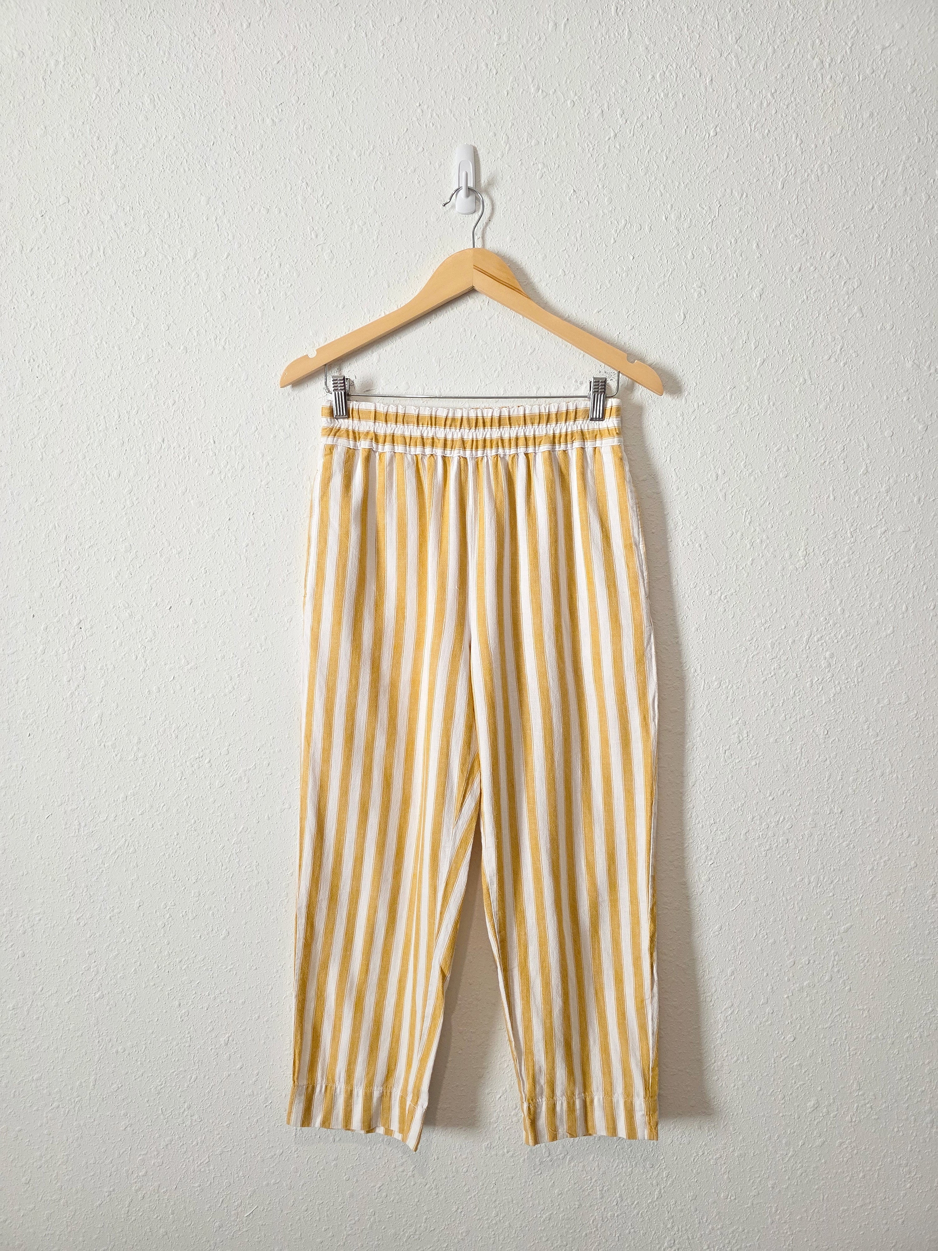 Madewell Yellow Striped Straight Pants (XS)