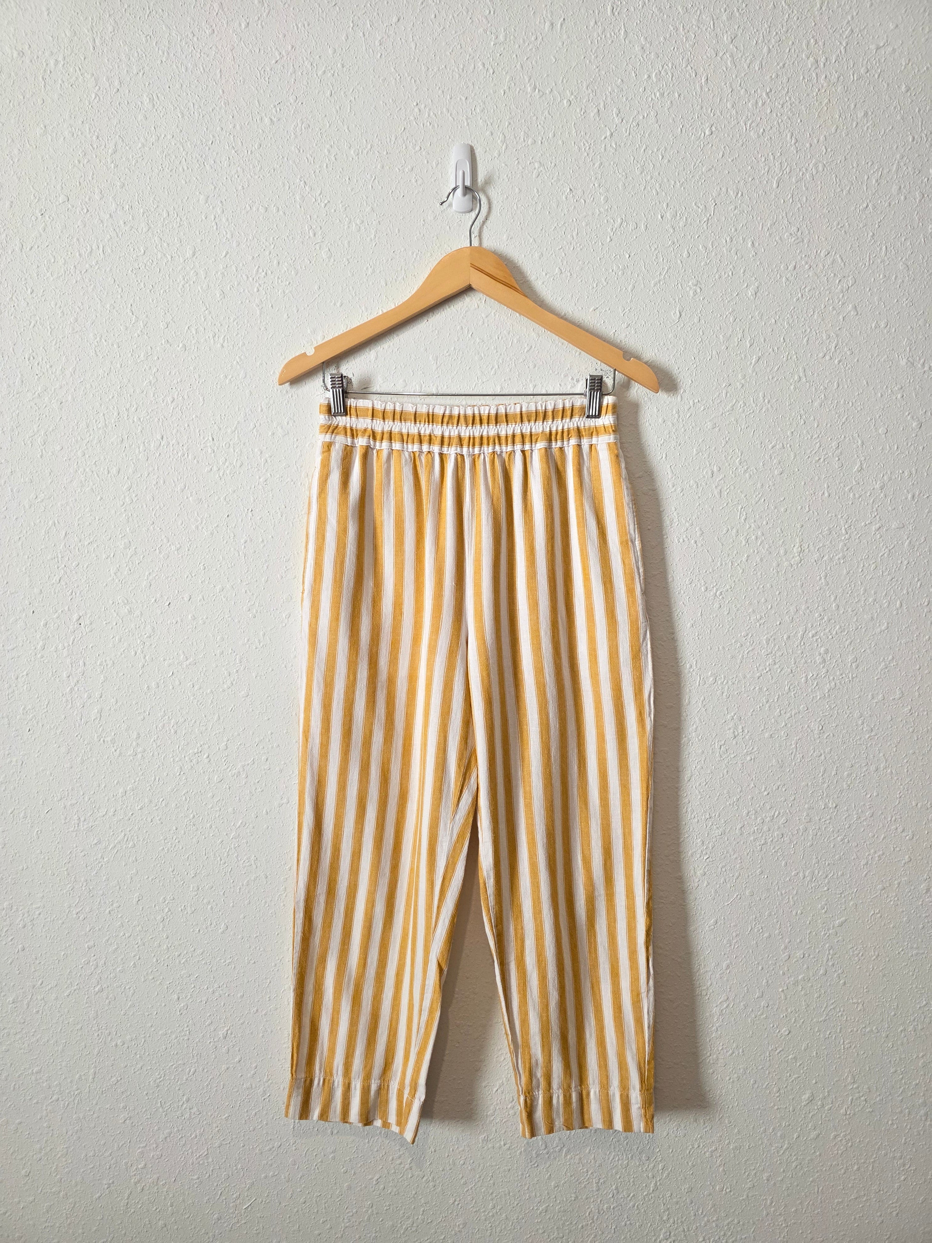 Madewell Yellow Striped Straight Pants (XS)