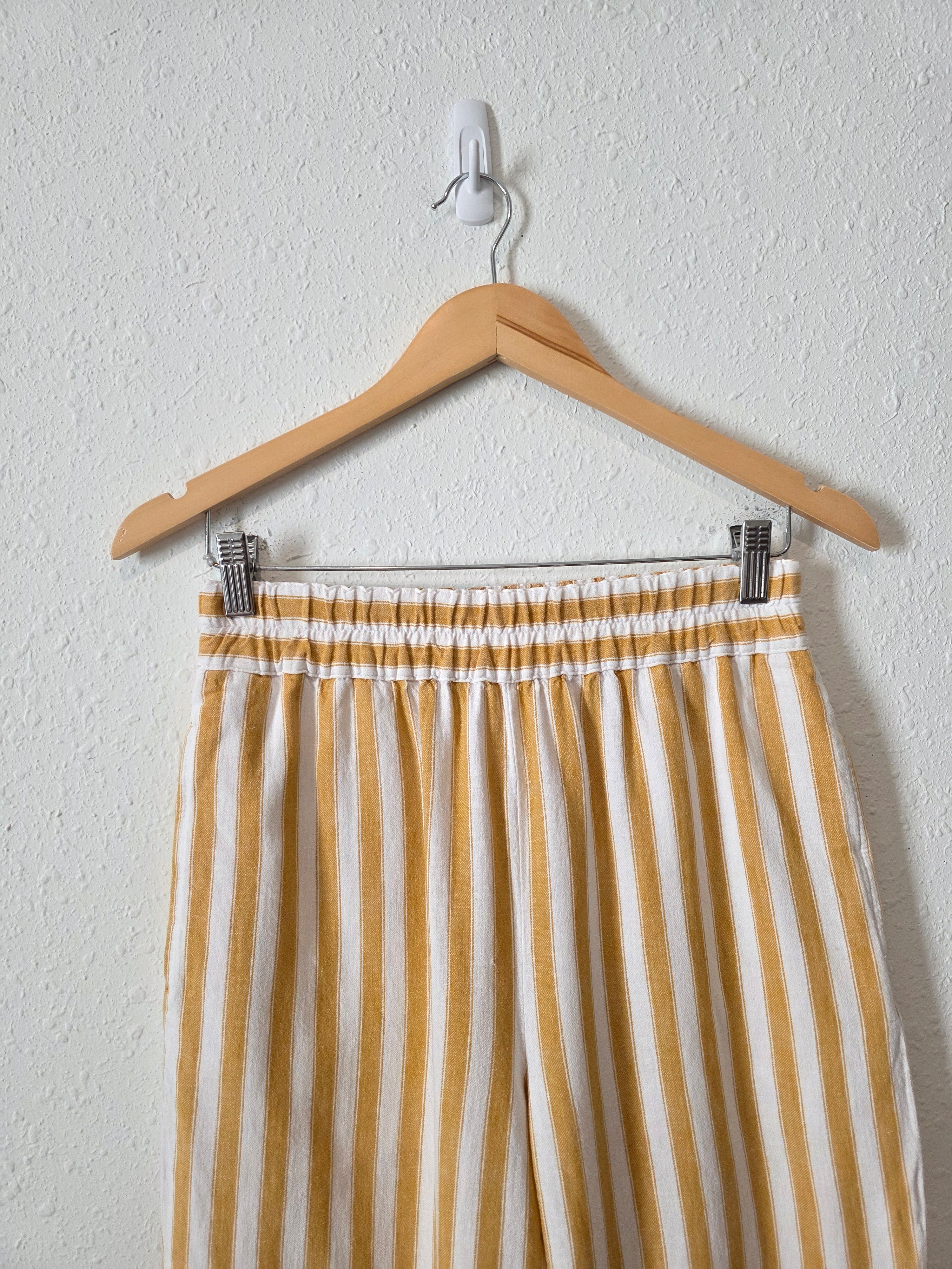 Madewell Yellow Striped Straight Pants (XS)