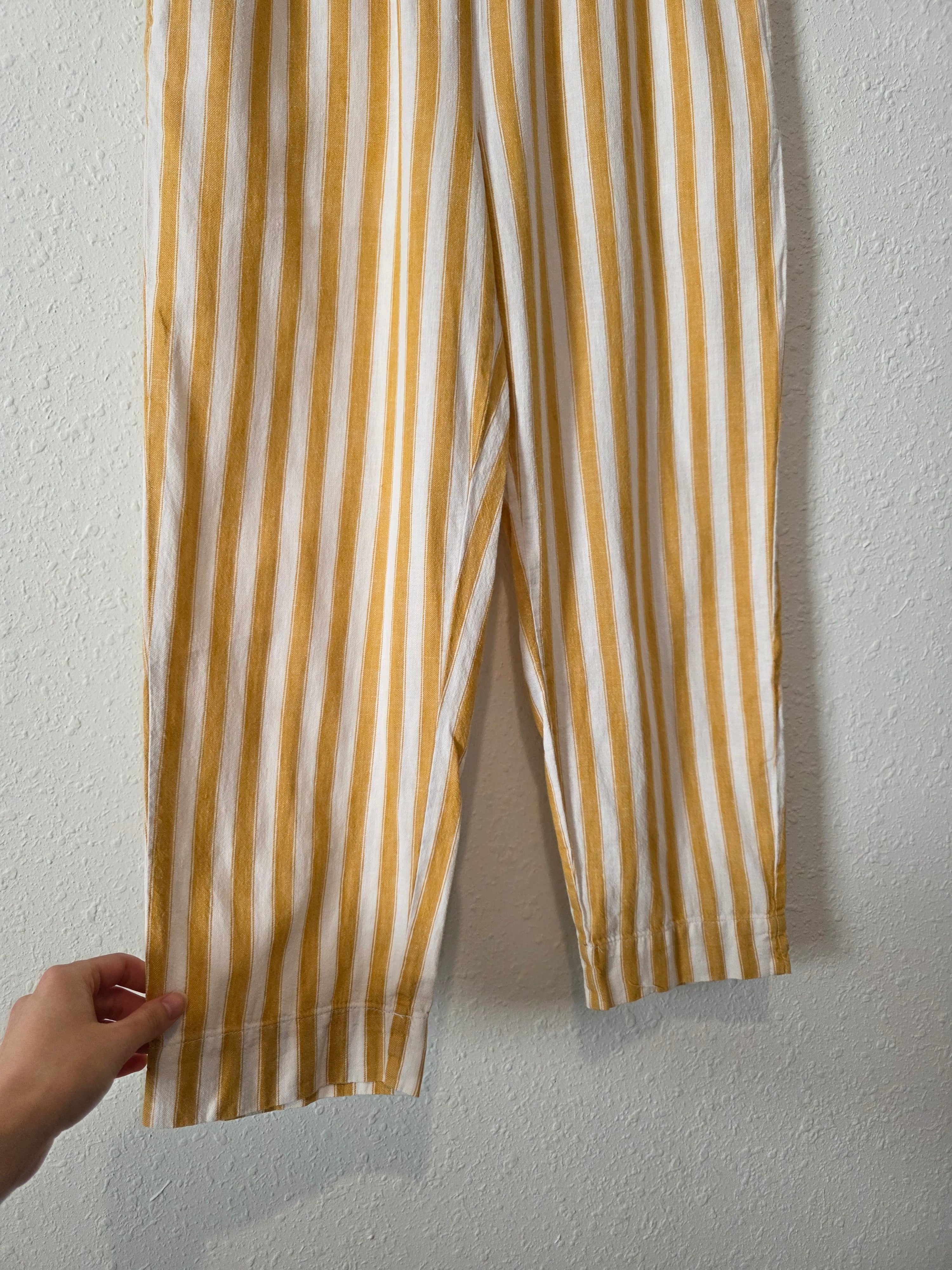 Madewell Yellow Striped Straight Pants (XS)