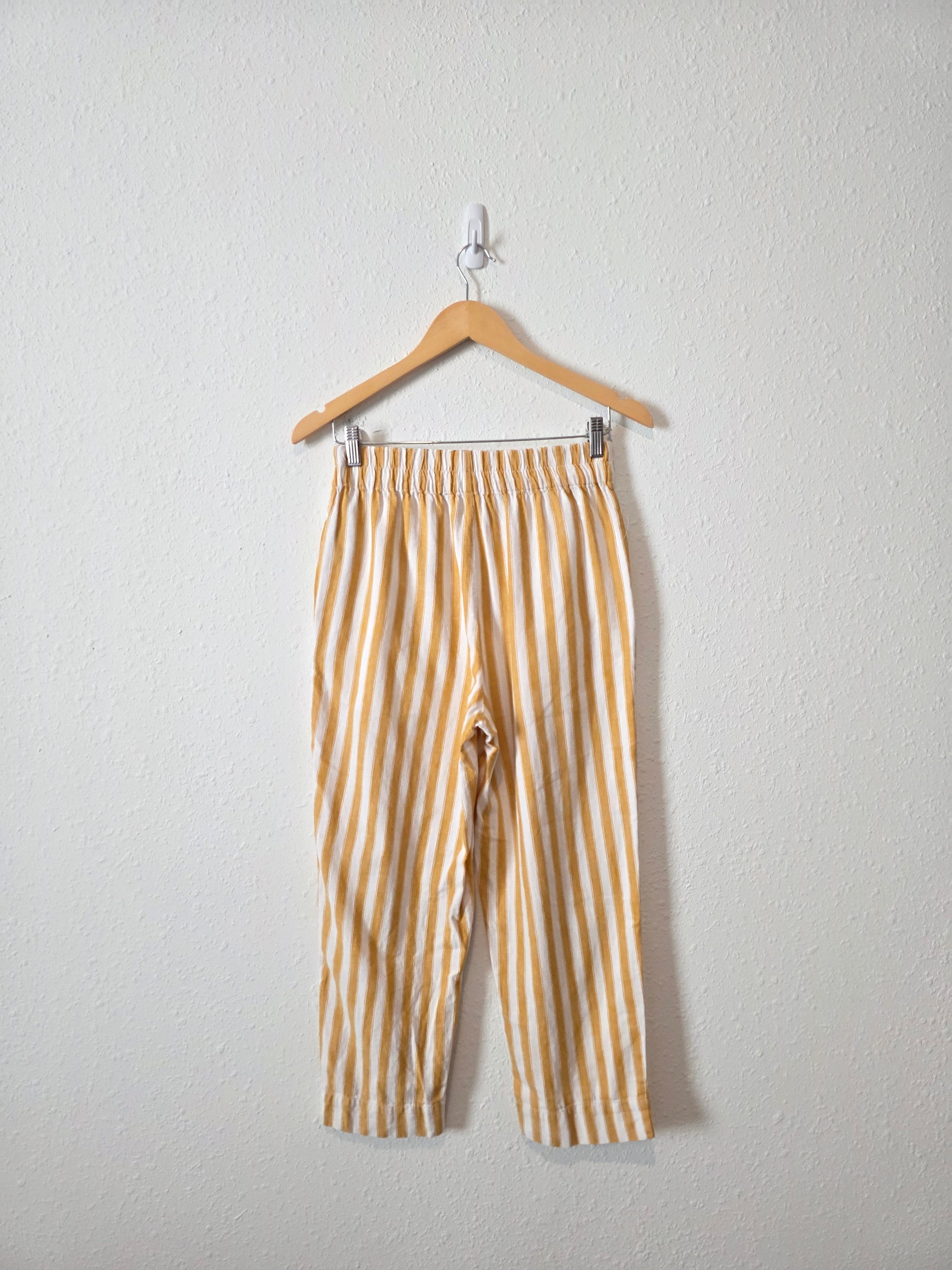 Madewell Yellow Striped Straight Pants (XS)