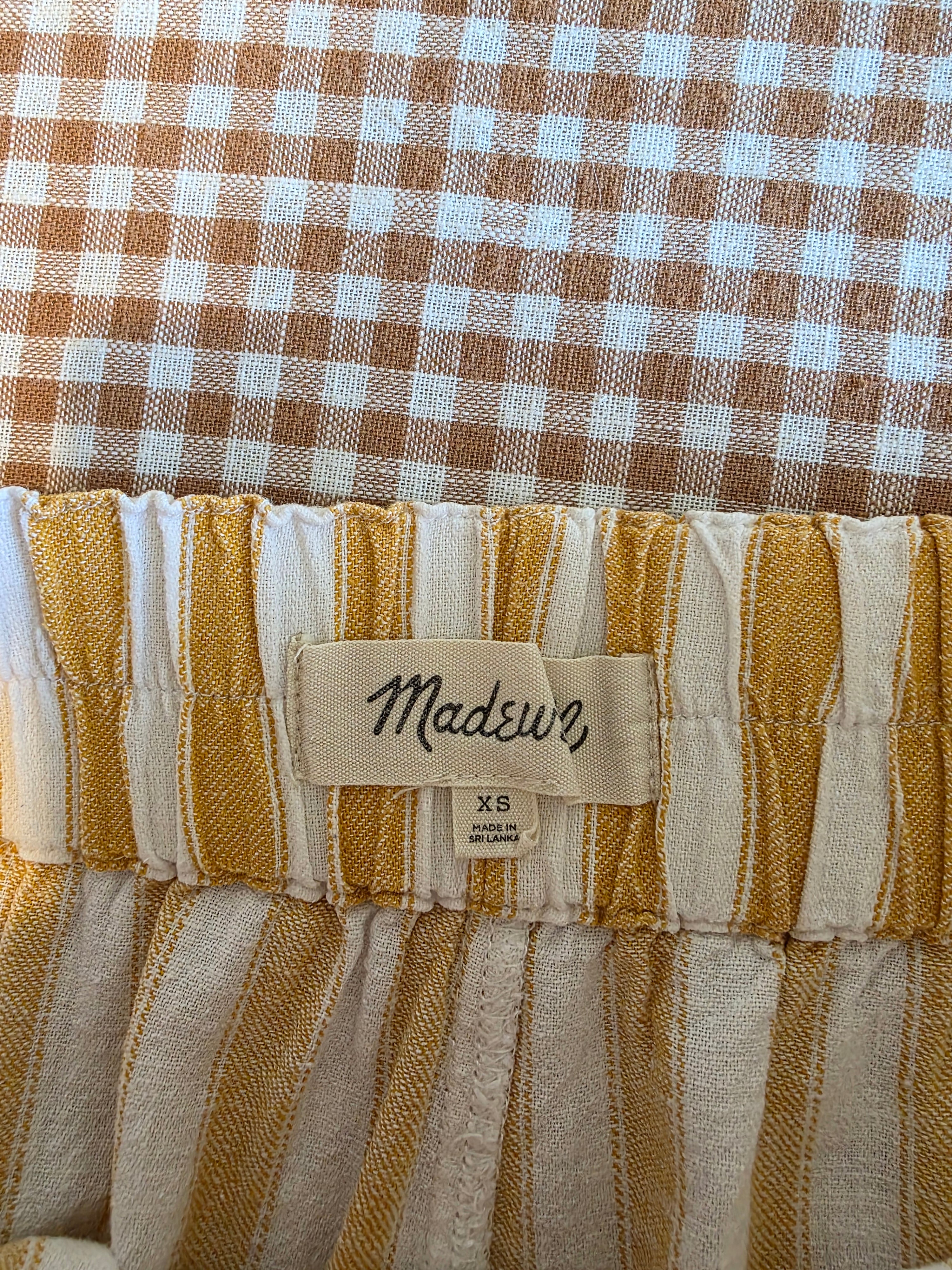 Madewell Yellow Striped Straight Pants (XS)