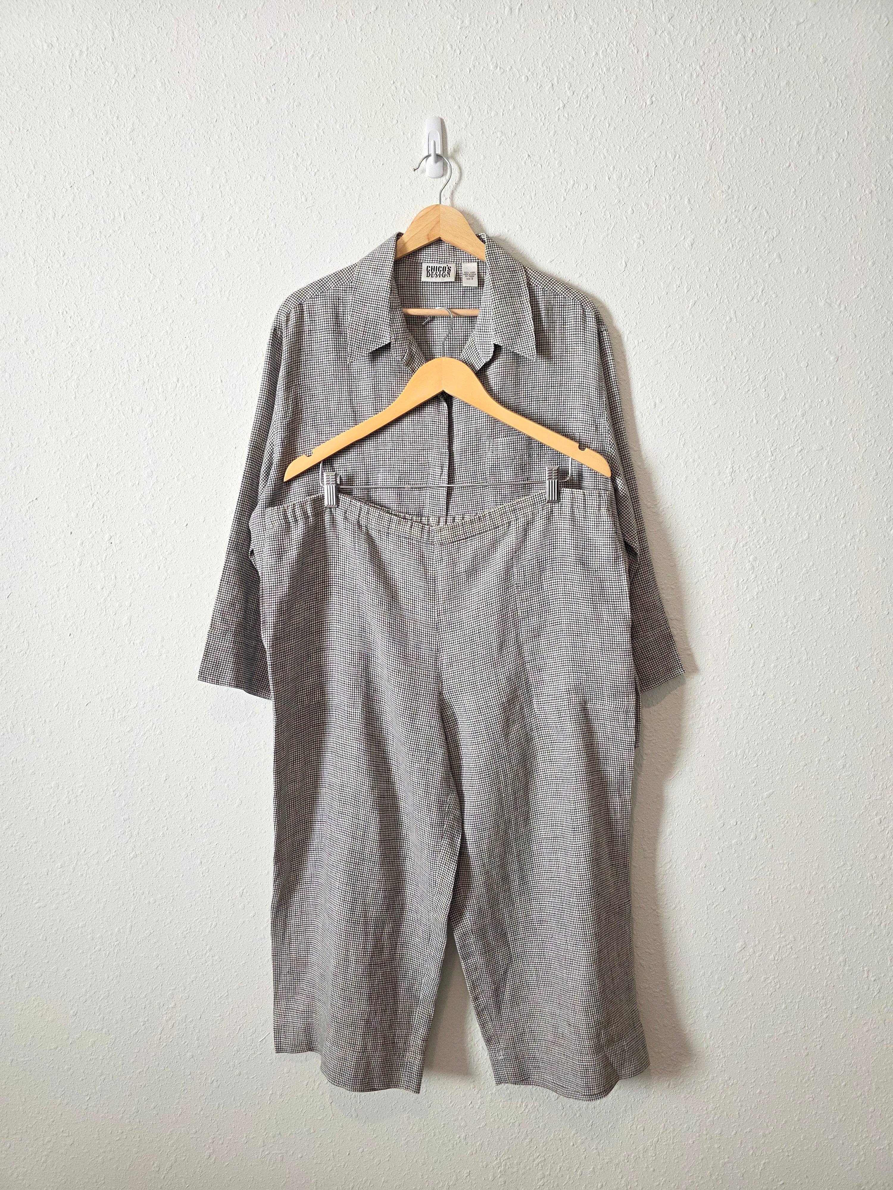 Vintage Chicos Linen Checkered Set (XL)
