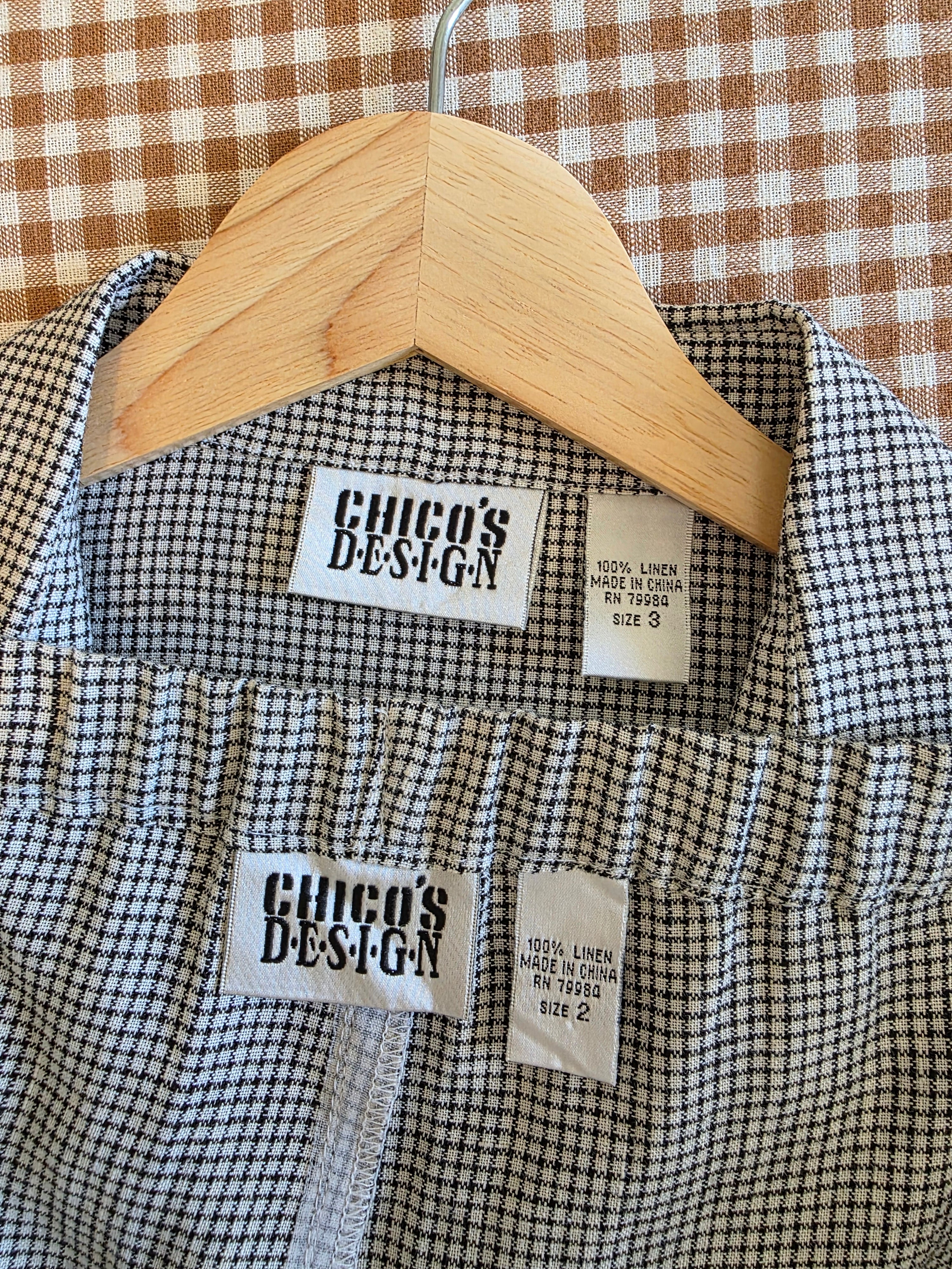 Vintage Chicos Linen Checkered Set (XL)