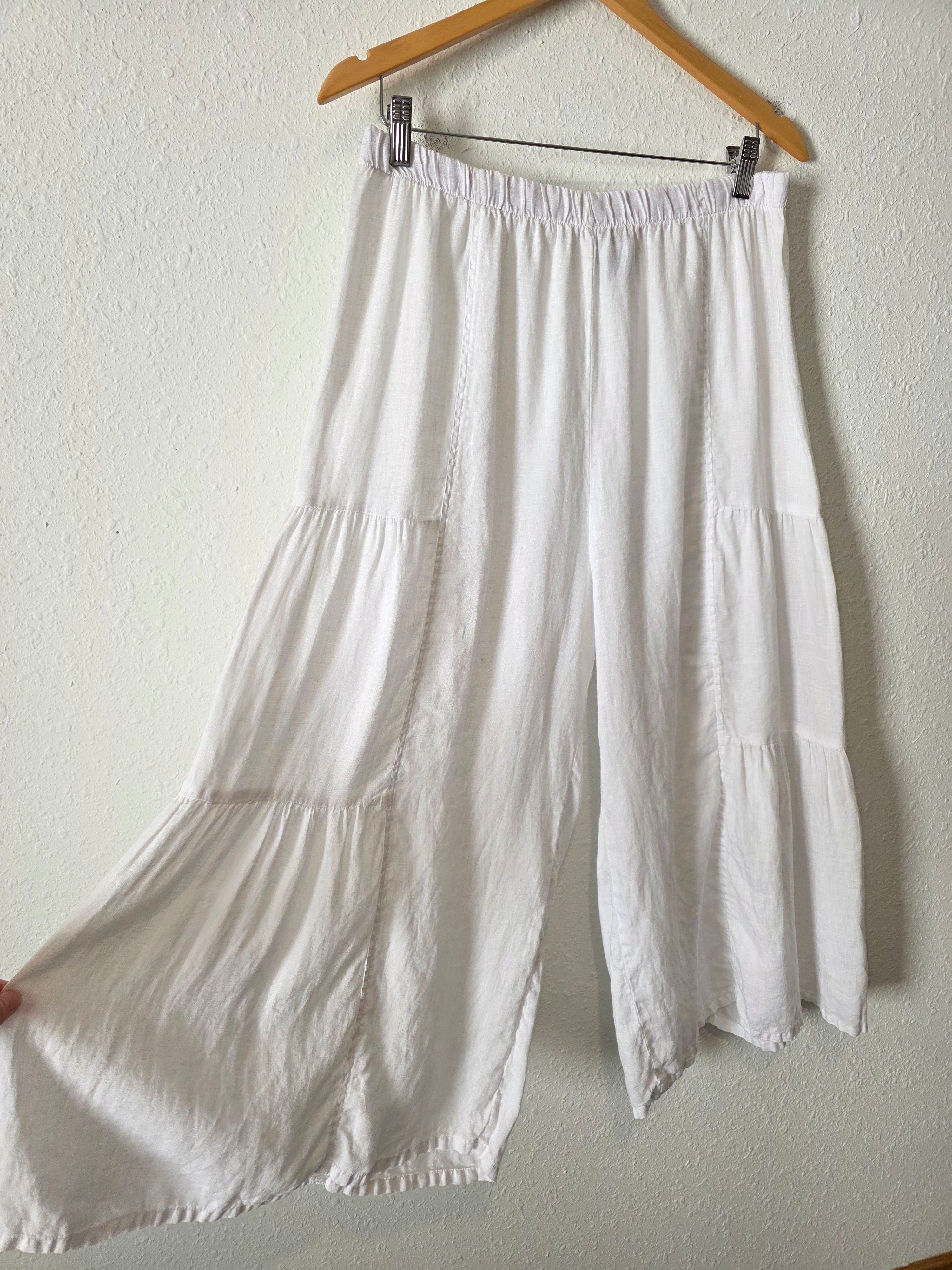 Vintage Linen Wide Leg Pants (XL)