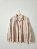 Neutral Striped Boyfriend Button Up (2X)