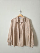 Neutral Striped Boyfriend Button Up (2X)