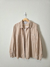 Neutral Striped Boyfriend Button Up (2X)