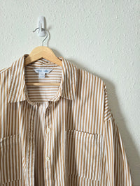 Neutral Striped Boyfriend Button Up (2X)