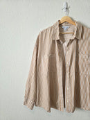Neutral Striped Boyfriend Button Up (2X)