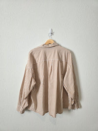 Neutral Striped Boyfriend Button Up (2X)